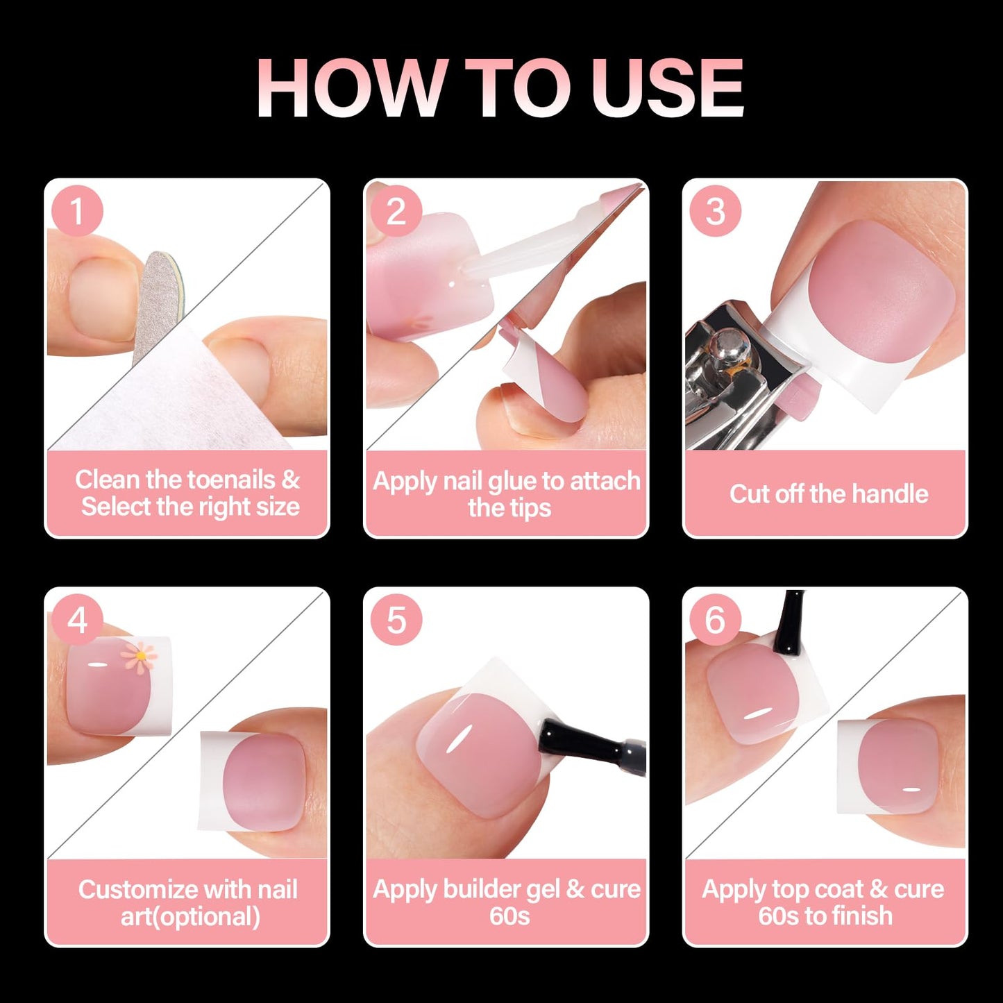 AILLSA French Tip Press on Toe Nails, 150PCS Sharp Square Brown Pink Acrylic Fake Toenails 15 Sizes Full Cover Long-Lasting for Women DIY Pedicure