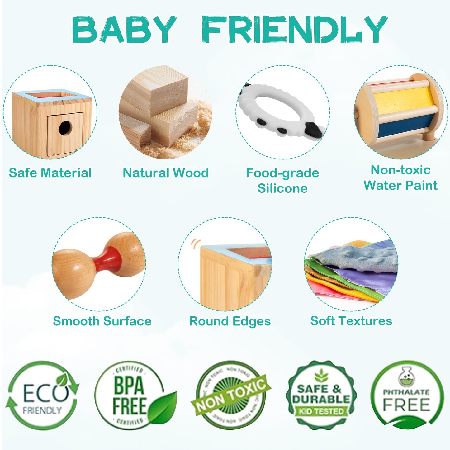 WOODMAM Montessori Educational Box for Baby Toddler