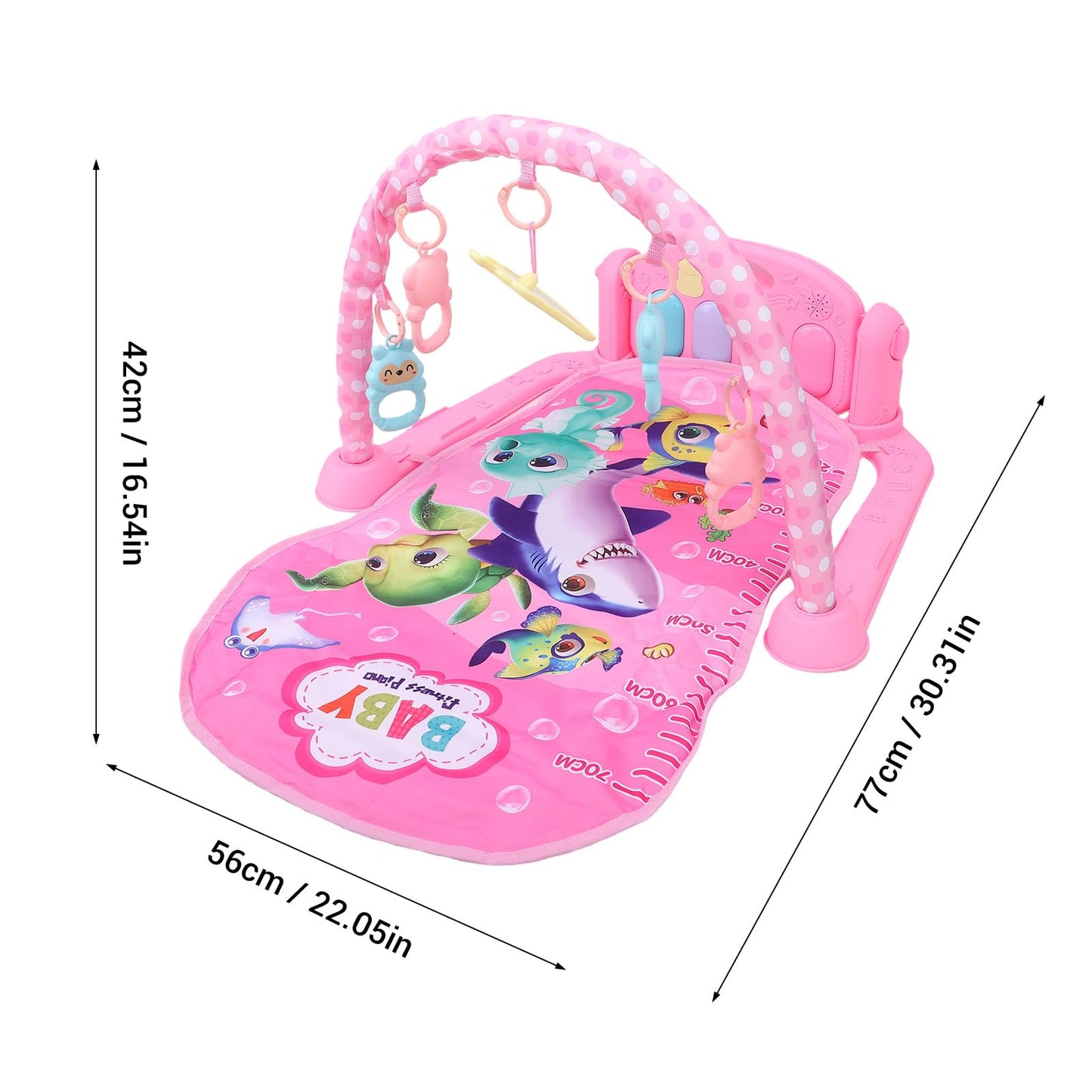 Hilitand Baby Gym Play Mat, Musical Activity Center for Motor Skills Development with Detachable Piano and Toys, for Newborns Ages 0 Months