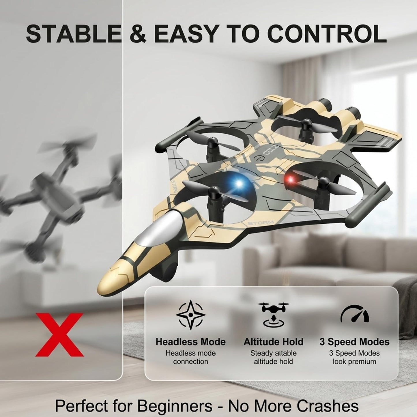RC Planes For Kids Adults,Remote Control Airplane with LED Lights,360° Flip and Headless Mode,Orbit Flight,One-Key Takeoff/Landing,2 Rechargeable Batteries,Remote Control Plane Best Gift for Kids
