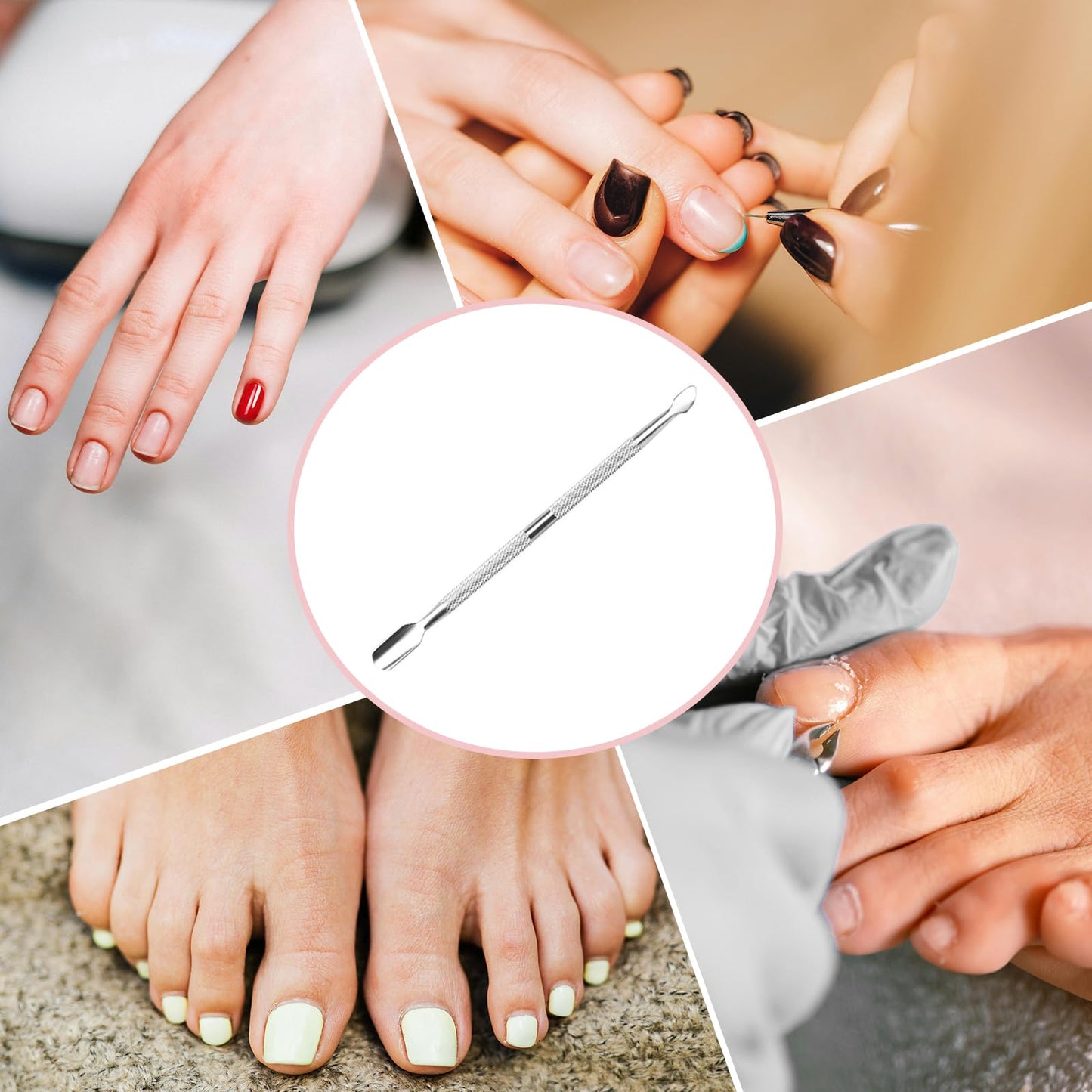 15 Pcs Stainless Steel Cuticle Pusher Remover and Cutter, Metal Cuticle Pusher, Double Sided Manicure Pedicure Nail Tool for Fingernails and Toenails