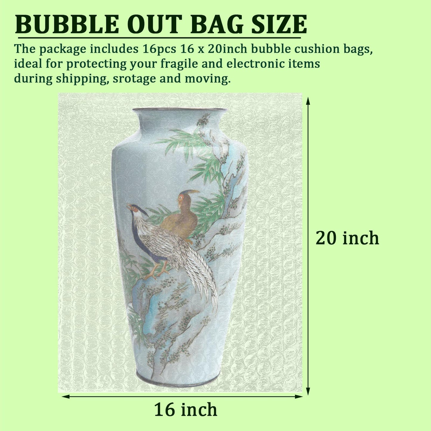 Bubble Out Bag 16x20 Inch, 16 Pack Clear Bubble Pouches Wrap bags for Packaging, Double Walled Shockproof Bubble Cushioning Wrap Bag for Packing, Storage and Moving Supplies for Dishes