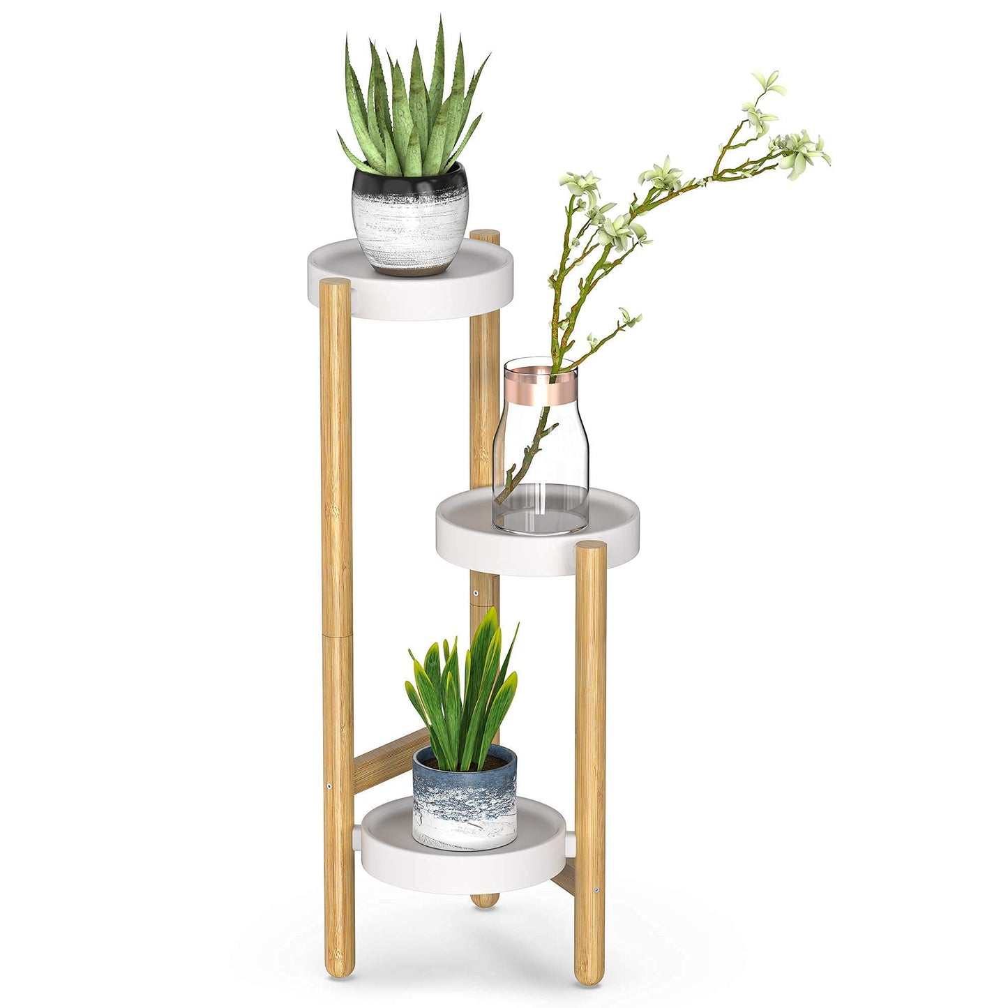 Wisuce Corner Plant Stand Indoor, 3 Tier Tall Bamboo Plant Stand Holder & Plant Shelf Display Rack for Indoor Home Decor (3 Tier Stand)