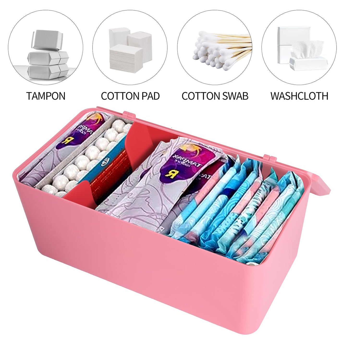 ChengFu Pad and Tampon Organizer for Bathroom,Sanitary Napkin Holder, Pad and Tampon Organizer for Period, Sanitary Napkin Storage Container, Light Pink