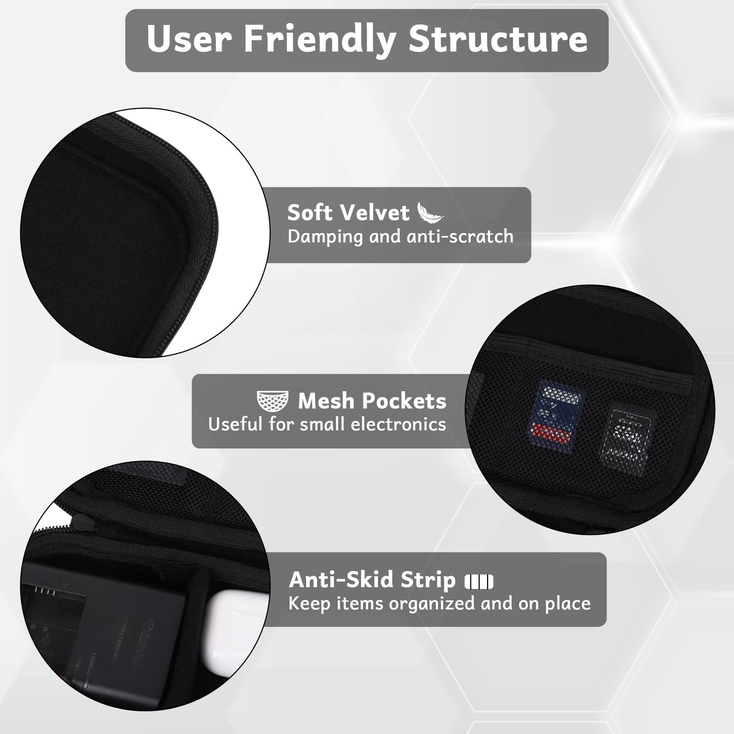 GadgetBite Organiser Portable Pouch For Electronic Accessories Usb Cables, Power Bank, Battery, Hard Drive, Sd Memory Card, Earphones, Travel Gadgets & Organiser Rugged Travel Friendly (Grey)