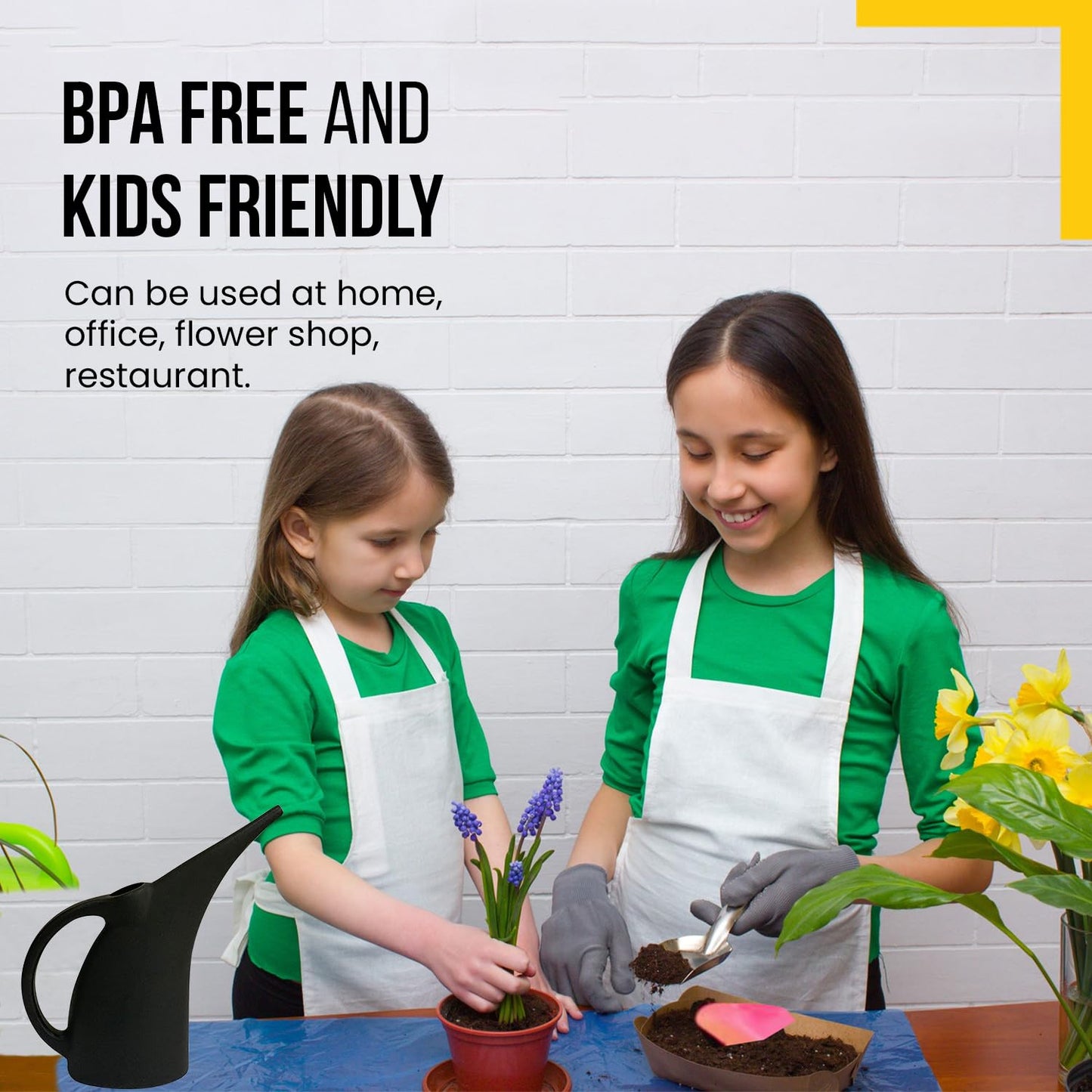 KP Kool Products Watering Can 1/2 Gallon - Small Watering Can for Indoor Plants - Outdoor Watering Can - Black Plant Waterer - Plastic Watering Can for Garden - 1 Pack