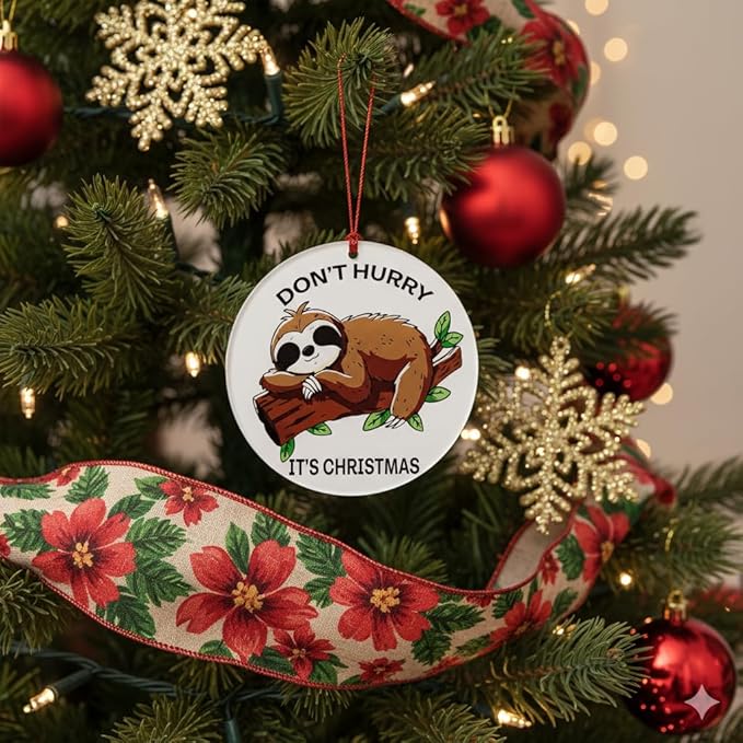 Sloth Ornament, Sloth Gifts for Women, Christmas Ornament 2026 Funny Lazy Animal Christmas Decoration, Cute Woodland Ornament for Tree, Unique Animal Lovers Gift, Relaxed Holiday Decor Idea