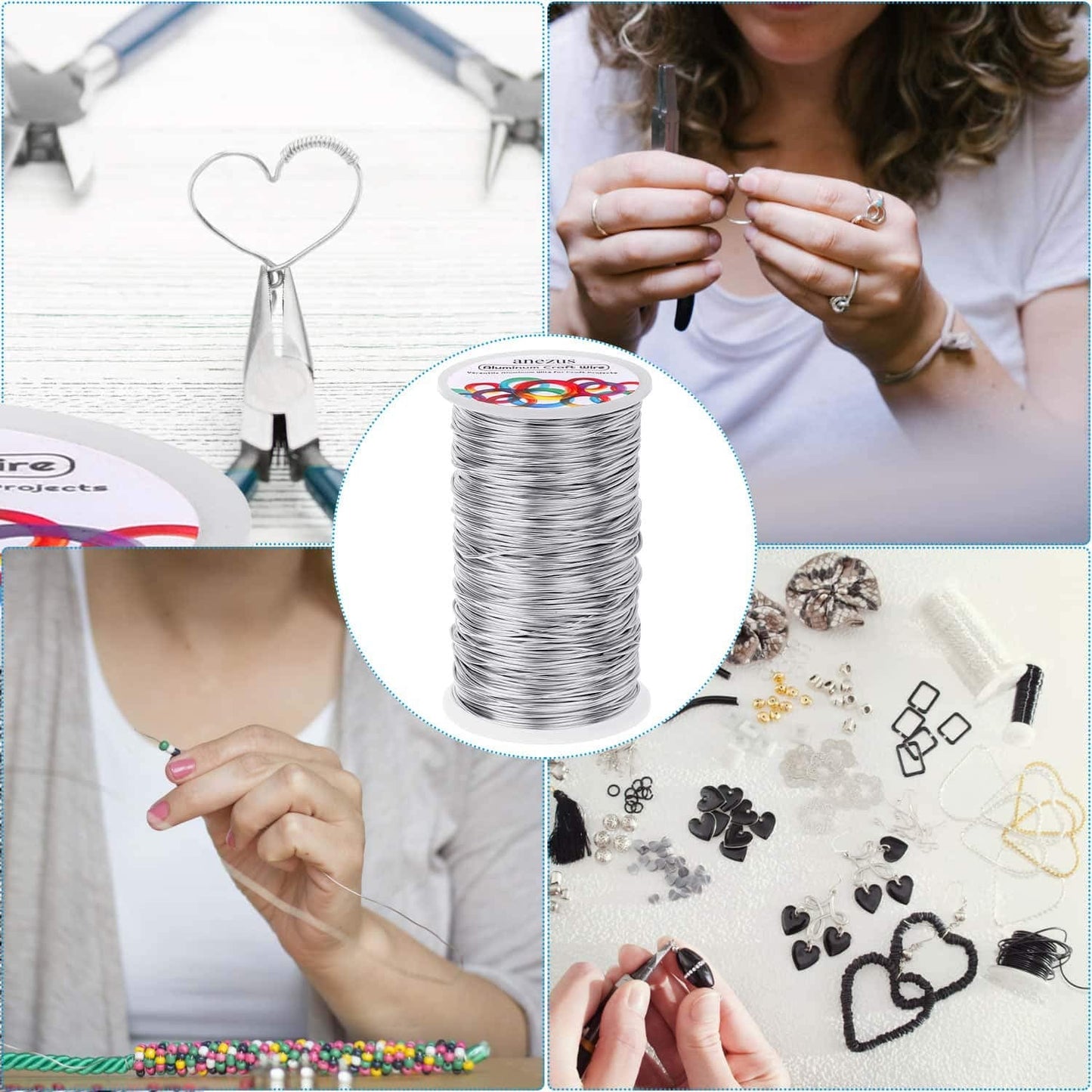 Anezus Bendable Craft Metal Wire - 540 Feet, 18 Gauge Flexible Beading Wire for Wreath Making, Jewelry Making, Floral (Silver, 1mm)