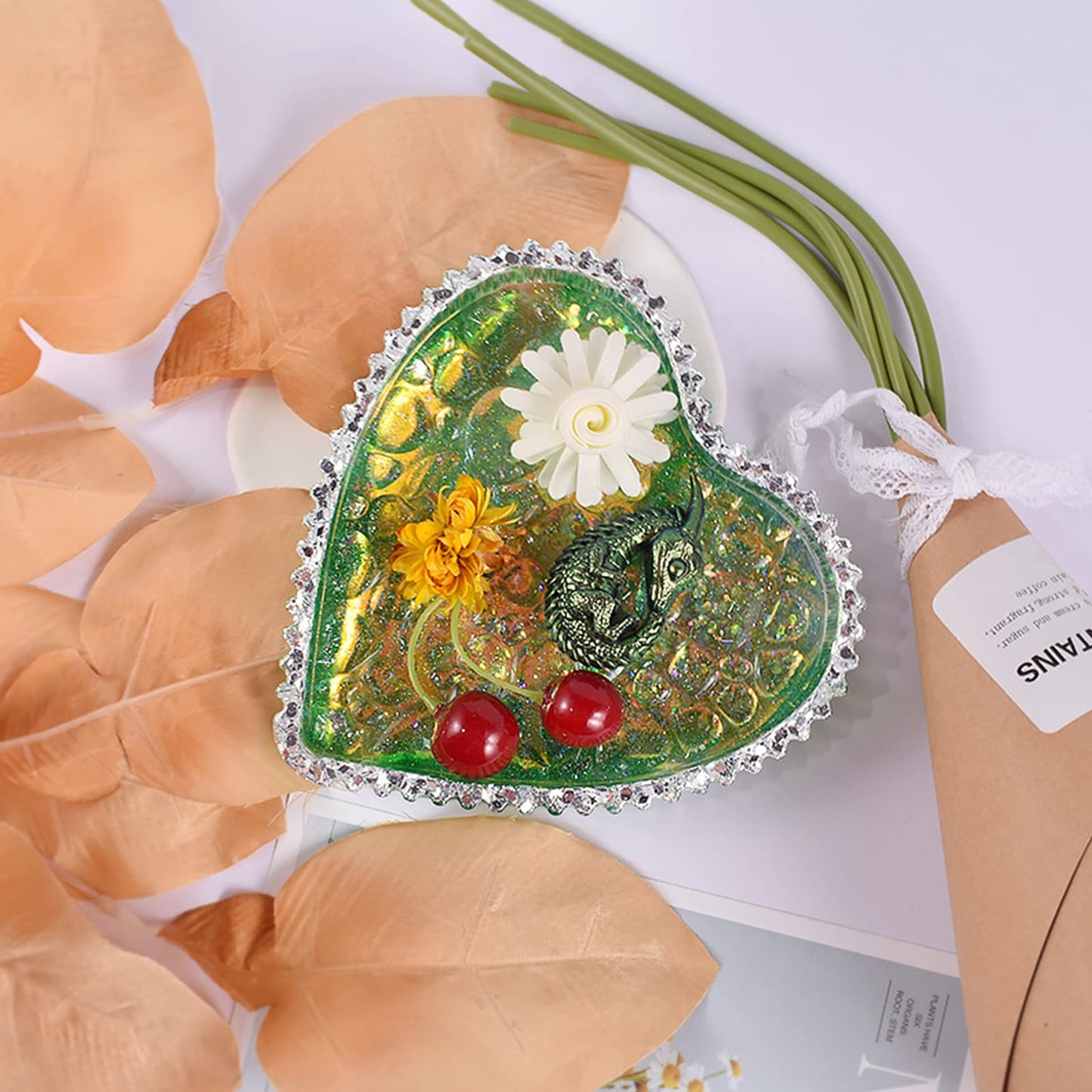 Ashtray Resin Casting Heart Shape Silicone Handcraft Jewelry Dish Plate Epoxy Mold Home Decor Tool Heart Tray Silicone Mold