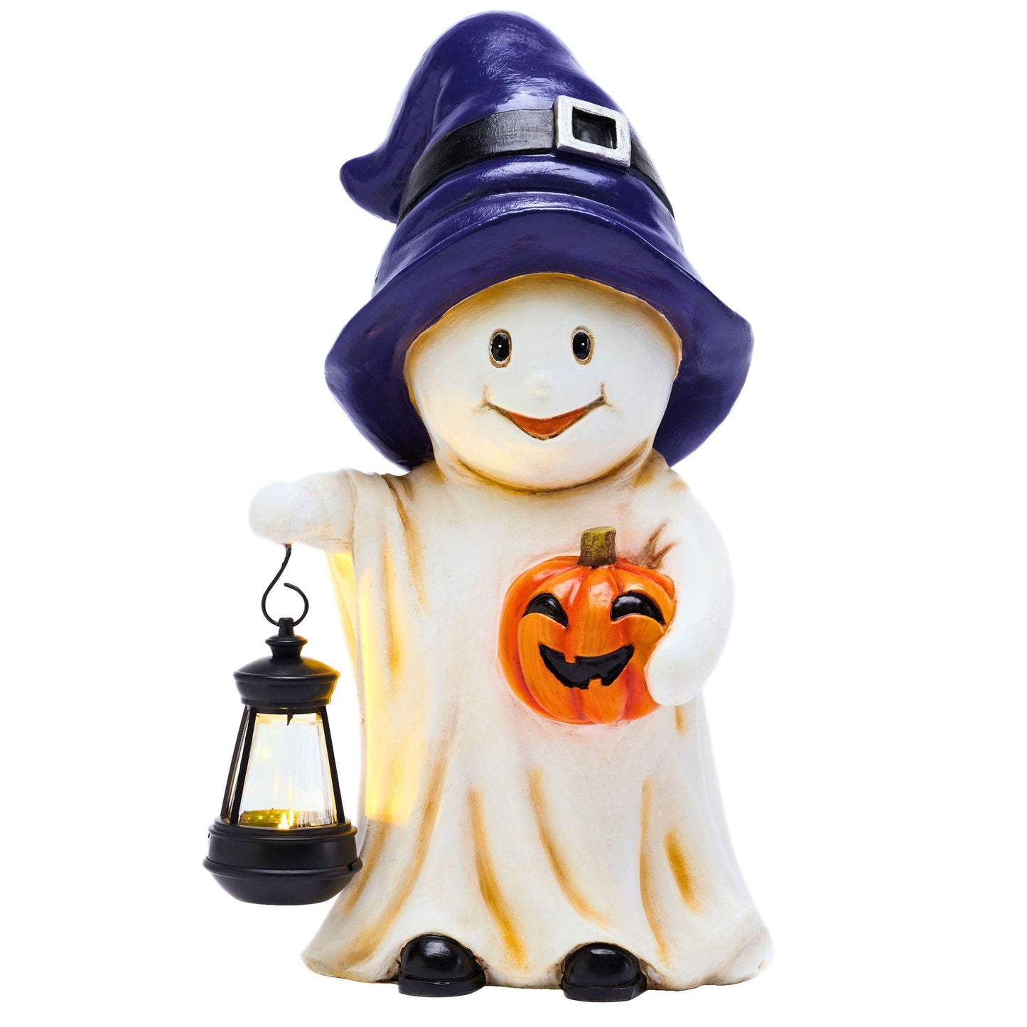TERESA'S COLLECTIONS Halloween Decorations, Ghost Decor, Large Ghost with Solar Light, 10.6", Waterproof Resin Halloween Decor, Ghost Gifts, Hallowen Gifts, Indoor/Outdoor