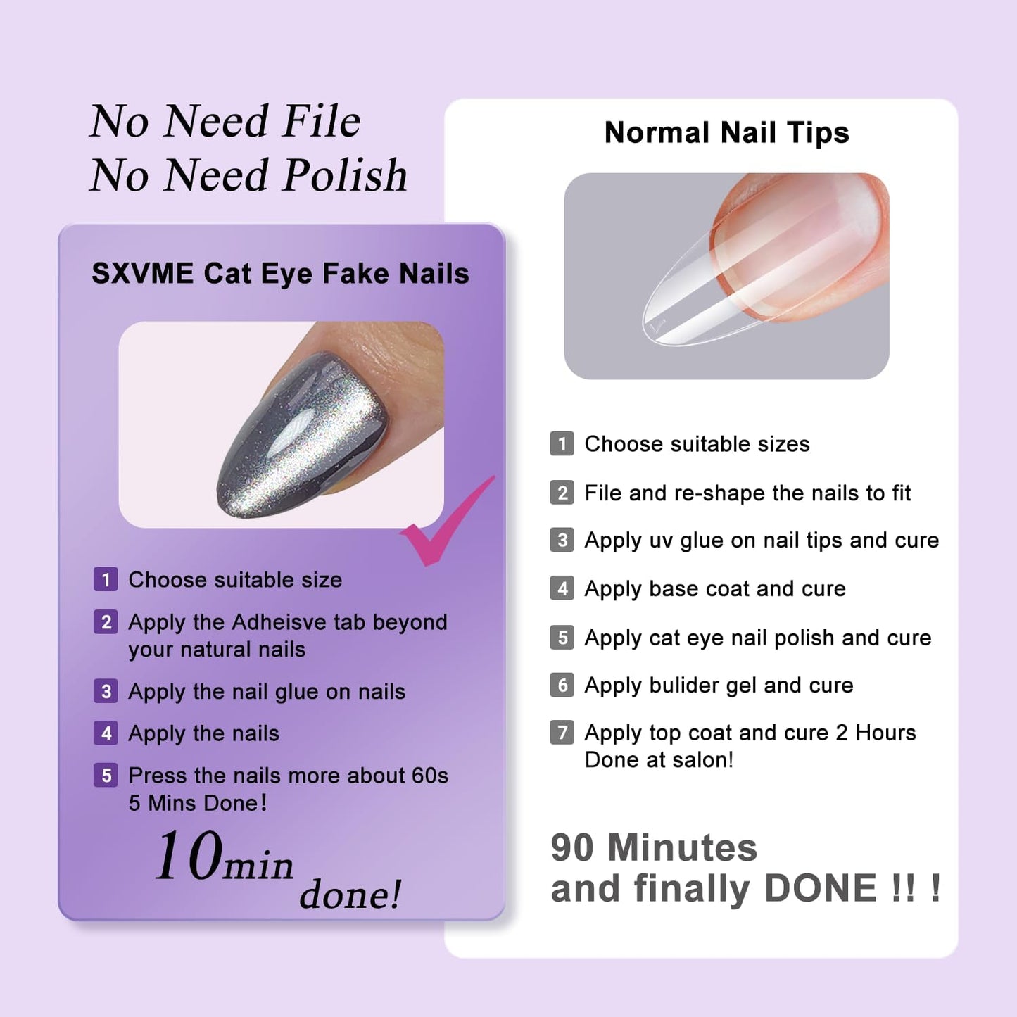 SXVME Hot Pink Cat Eye Press On Nails Almond Shaped - Bling Medium Stiletto Fake Nails, Natural Shimmer Glue on Nails, Opaque Glitter False Nails for Women Summer, 30 Pcs