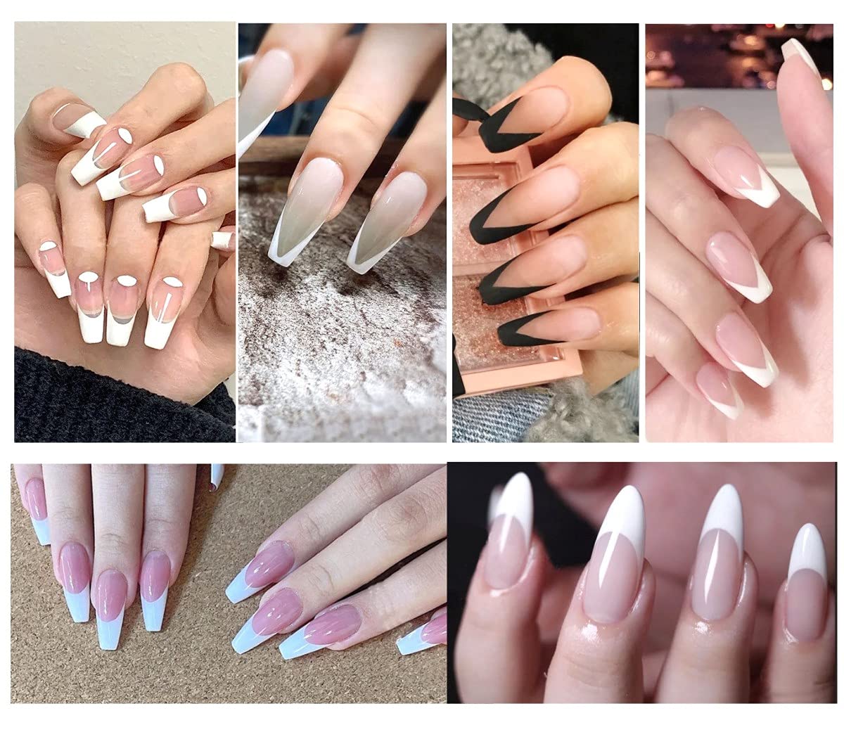 Acrylic Nail French Tip Tool Kit, 6pcs Silver French Tip Cutter Edge Trimmer Easy Smile Line Acrylic V Cut Nails Manicure Edge Trimmer Diy Plate Module, Stainless Steel Easy Smile Line Gel Cutter