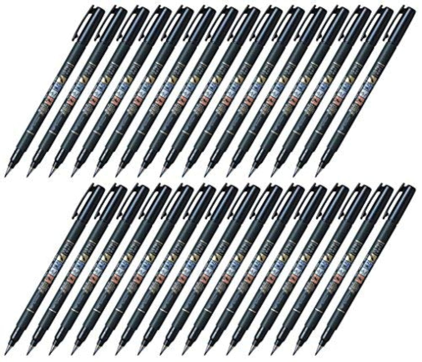Tombow Fudenosuke Brush Pen (GCD-112), Soft Tip, Black Body, Value Set of 30