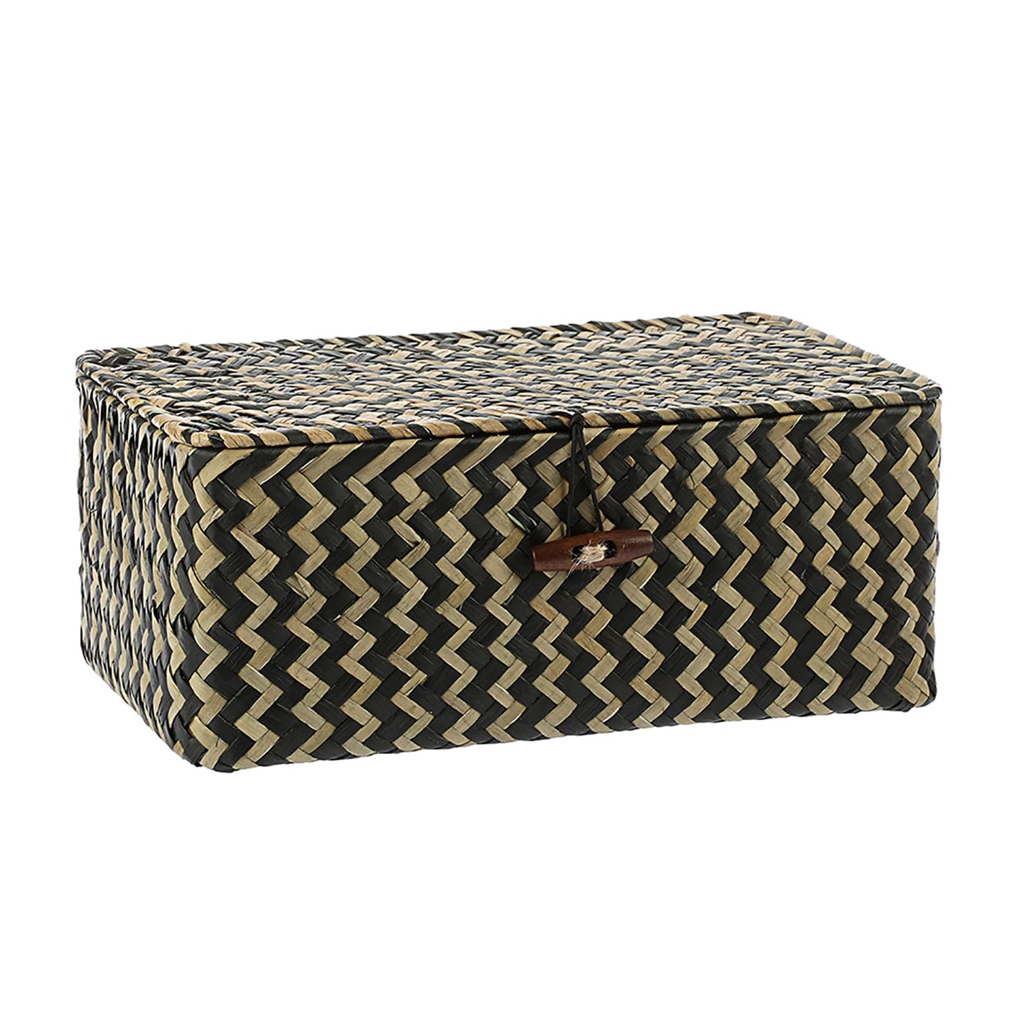 Hipiwe Seagrass Storage Baskets with Lid Woven Wicker Storage Bins for Organizing Natural Rectangular Home Organizer for Bedside Living Room Entryway Table,10.2" x 6.3" x 3.9"