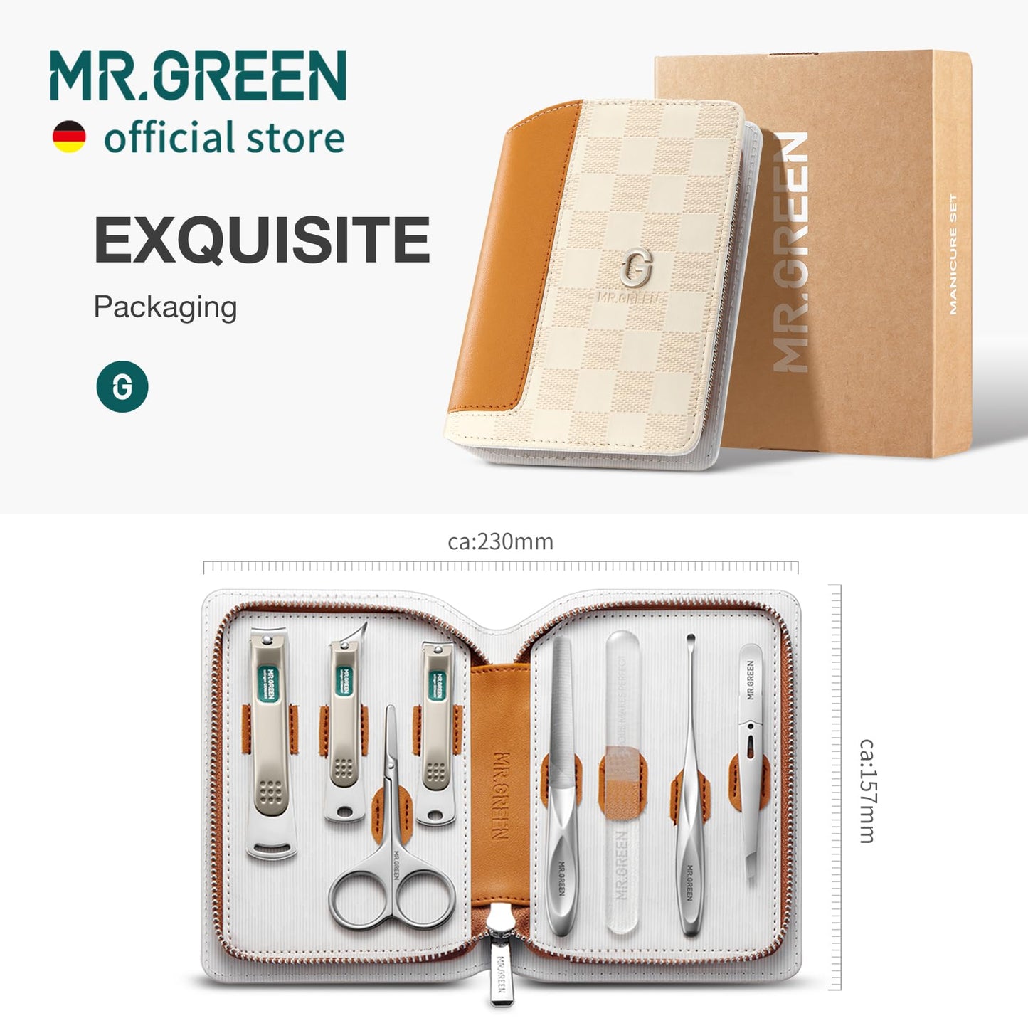 MR.GREEN Manicure Sets Light Luxury Nail Clipper Kits Personal Care Tools Fashion Contrasting PU Case (Mr-8885)