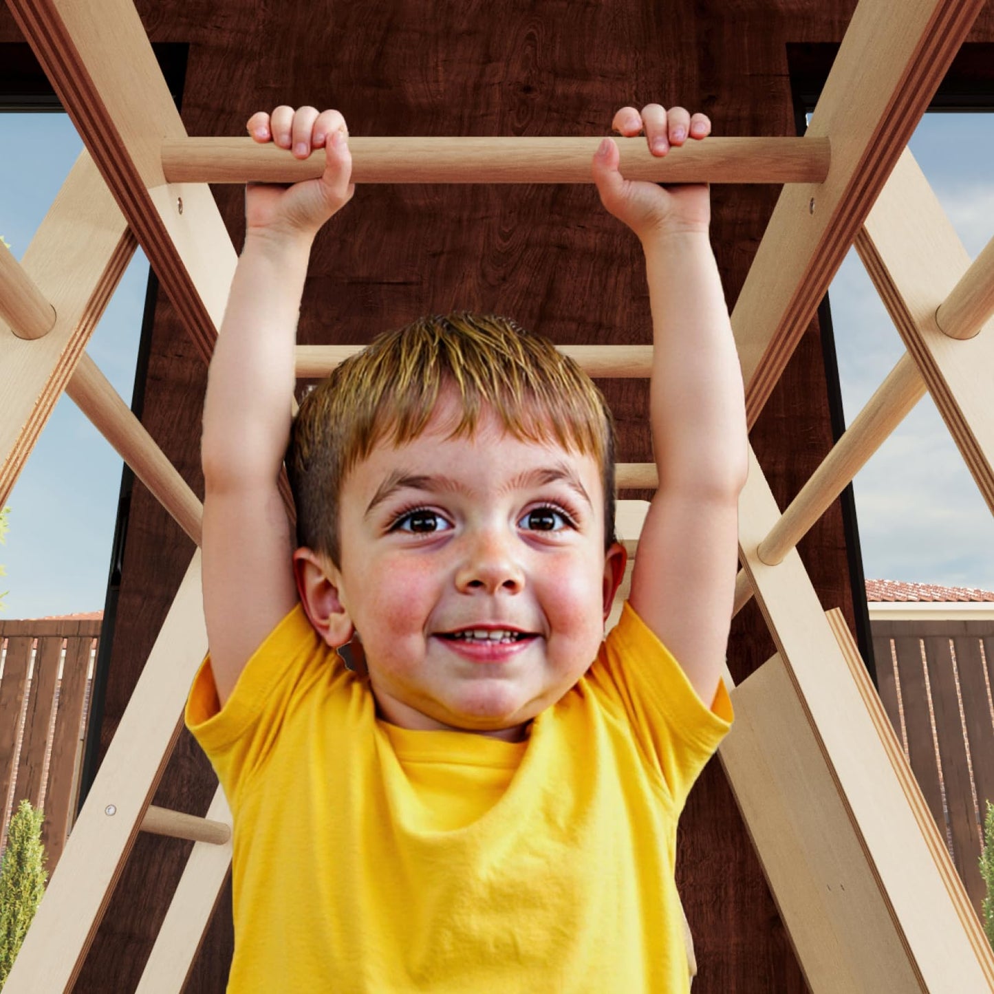 LINKHOO Large Wooden Indoor Jungle Gym for Kids Ages 2-6, Montessori Climber Playset w/Slide, Climbing Net, Monkey Bars, Swing- Indoor Playground Birthday Gift