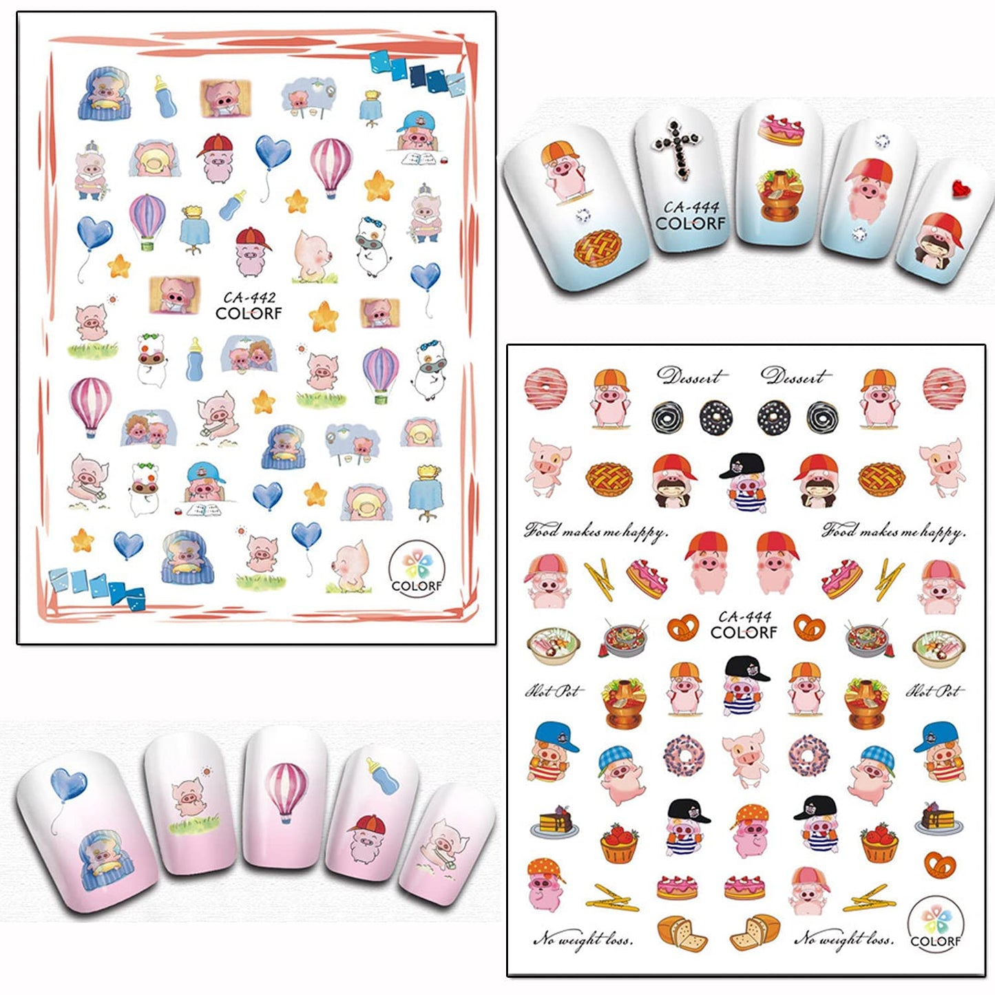 18 Sheets Colorful Nail Art Stickers with 8 Sheets Animal Nail Art Stickers