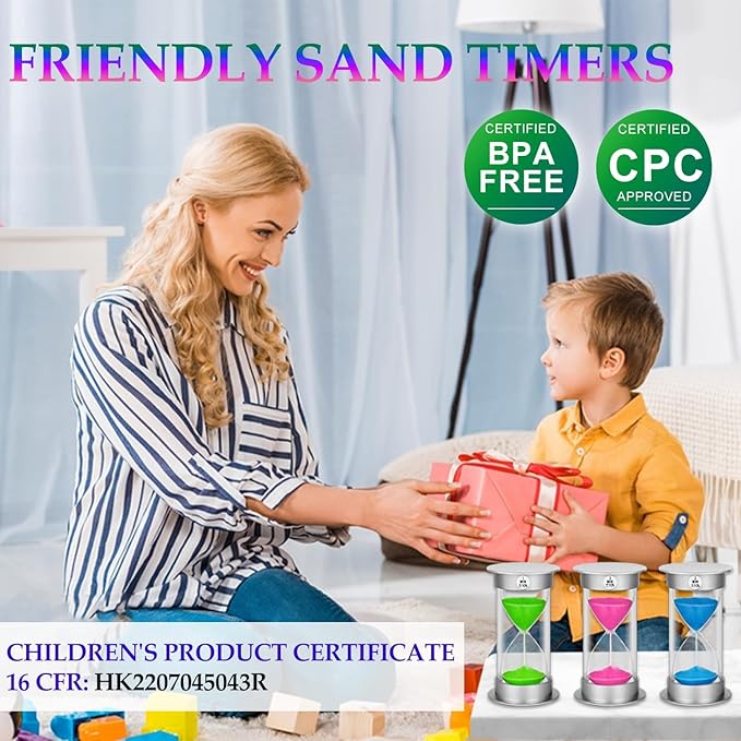 SuLiao Timer 3 Minute Hourglass, Unbreakable Sand Watch 3 Min, Large Purple Sand Clock, Colorful Plastic Hour Glass Sandglass for Kids, Games, Classroom, Kitchen, Decorative