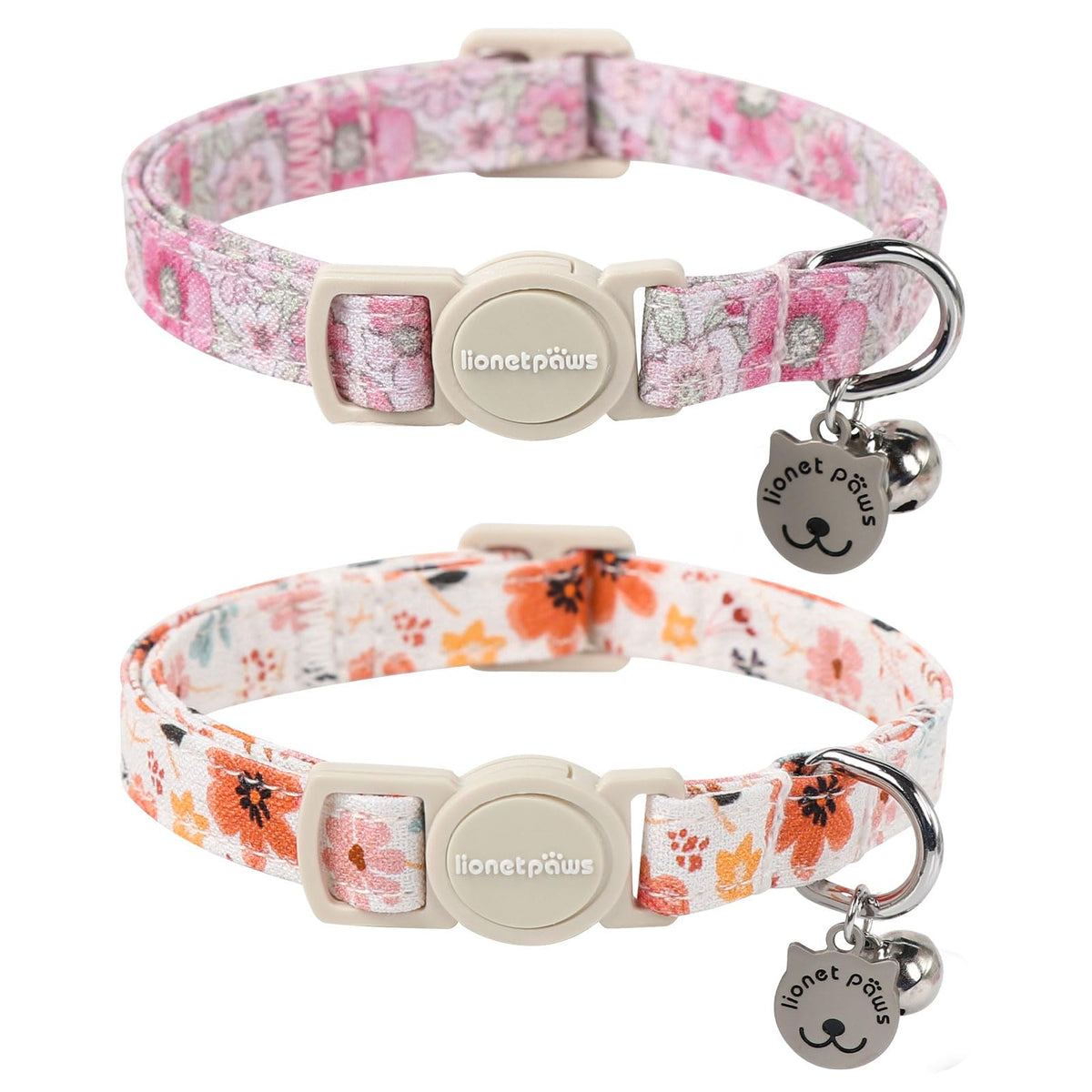 Lionet Paws 2pcs Pack Cotton Cat Collar,Breakaway Buckle Christmas Cat Colar with Santa,Red Green Dot Cute Adjustable Cat Kitten Collar,Ideal for Boy Cats