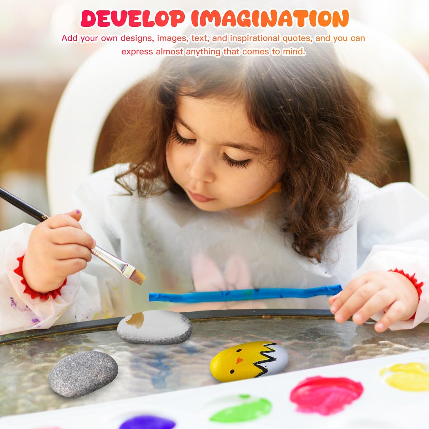 Gatuida 20pcs Painting Rocks Smooth Stones for Painting DIY Pebble Crafts Kids Creative Drawing Pebbles for Art Projects