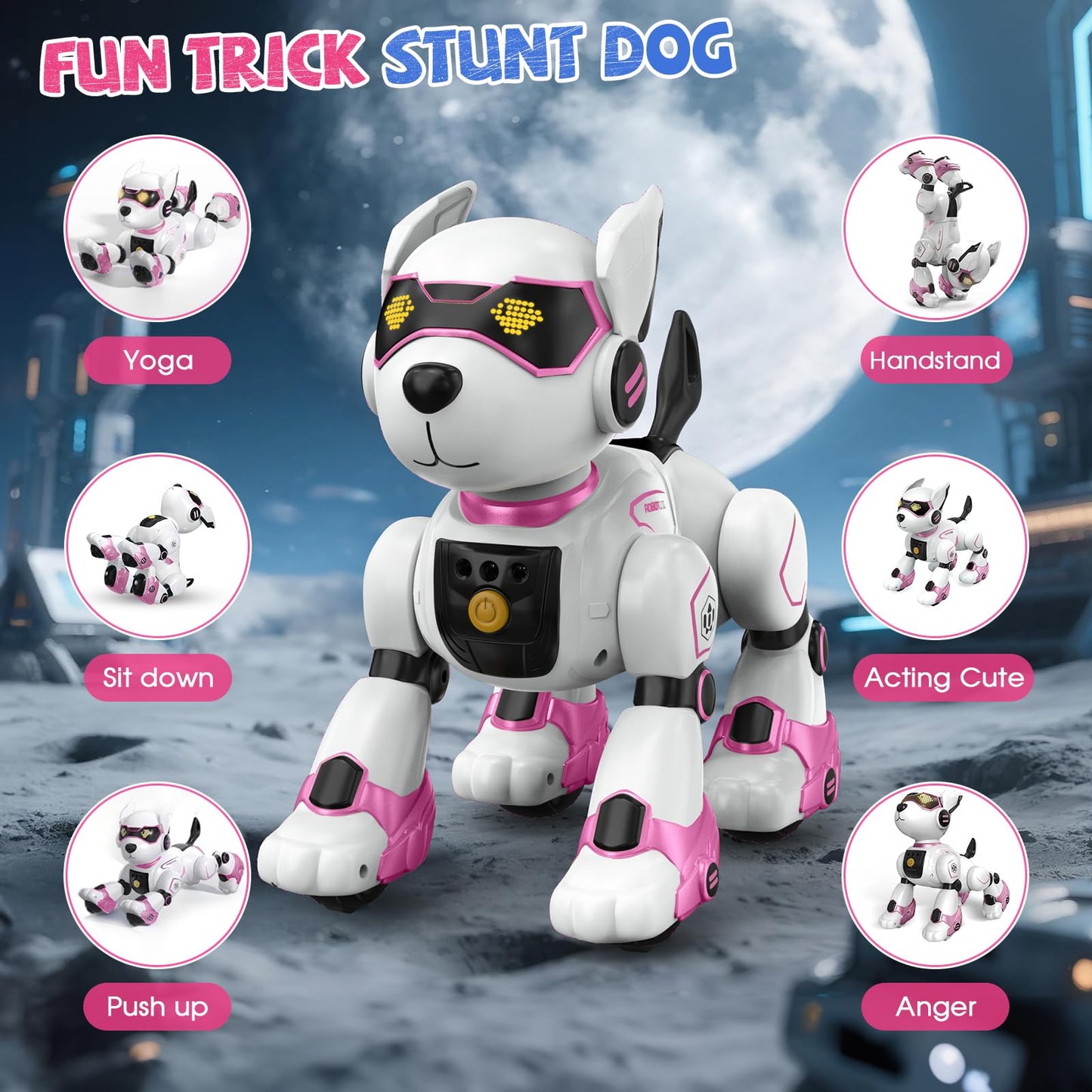 Robot Dog for Kids, Remote Control Dog with Voice Touch Interaction and lmitation Show, Programmable Gesture Sensing Dog Robot, Singing, Dancing, Talking, Smart Stunt Robot Dog Toy Gift for Boys Girls