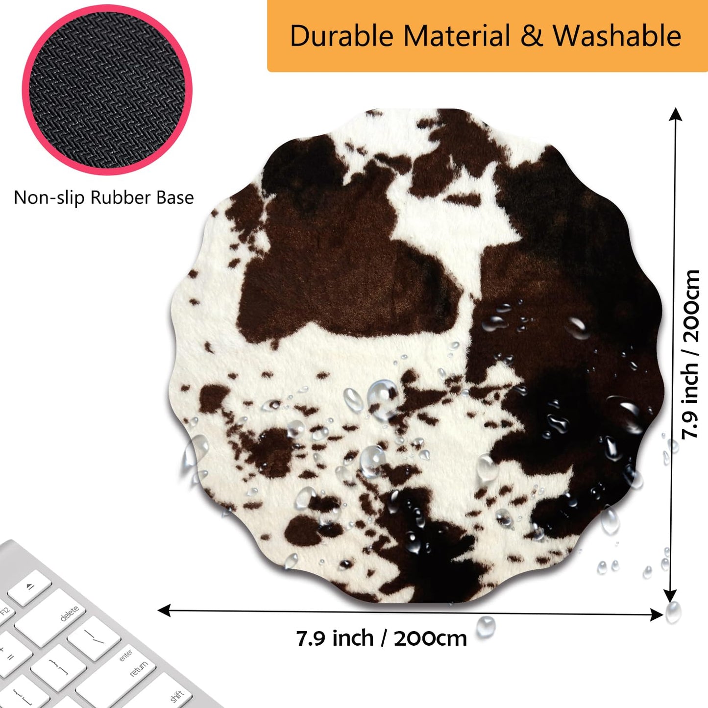 VSHSEEOM Pen Holder for Desk, PU Leather Multifunctional Desktop Storage Box and Anti-Slip Mouse Pad Set, Makeup Brush Holder Pen Organizer for Office and Home - Cow Hide Print