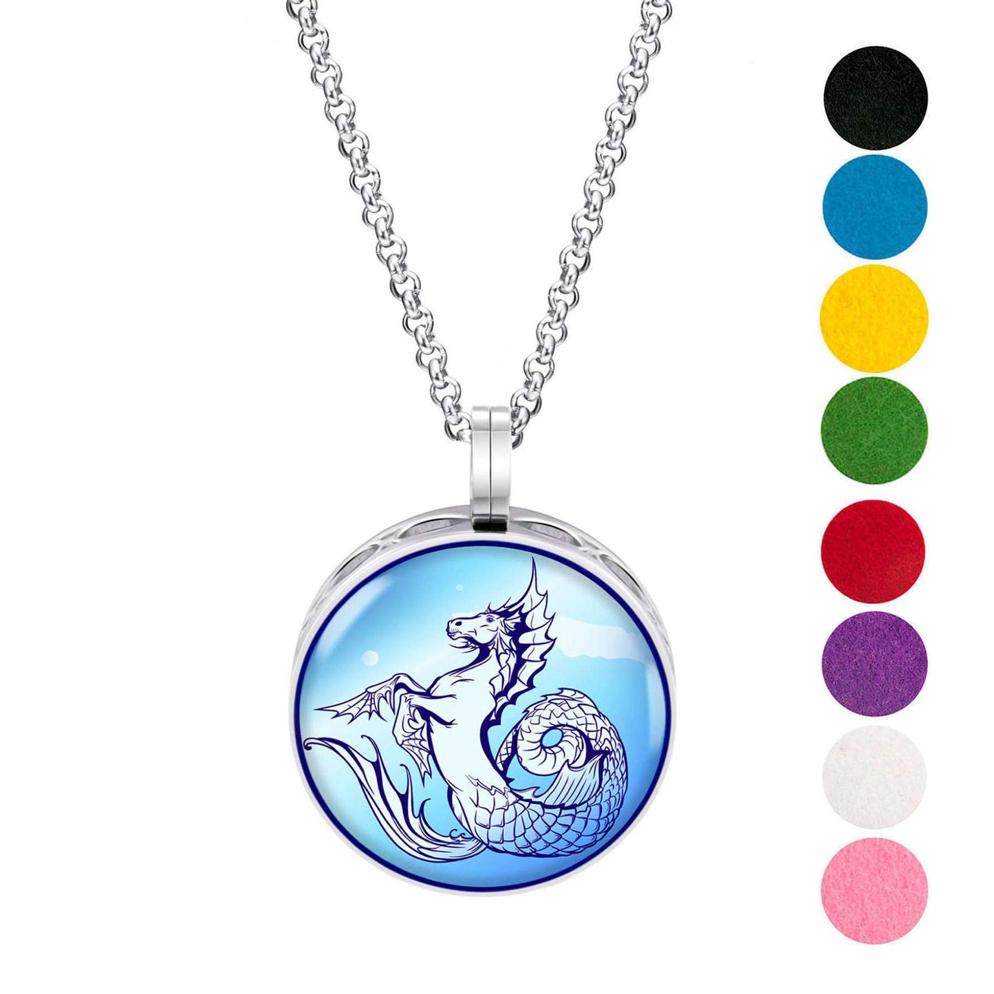 Wild Essentials Water Horse Enamel Finish Essential Oil Diffuser Necklace Gift Set - includes Aromatherapy Pendant, 24" Stainless Steel Chain, 8 Color Refill Pads