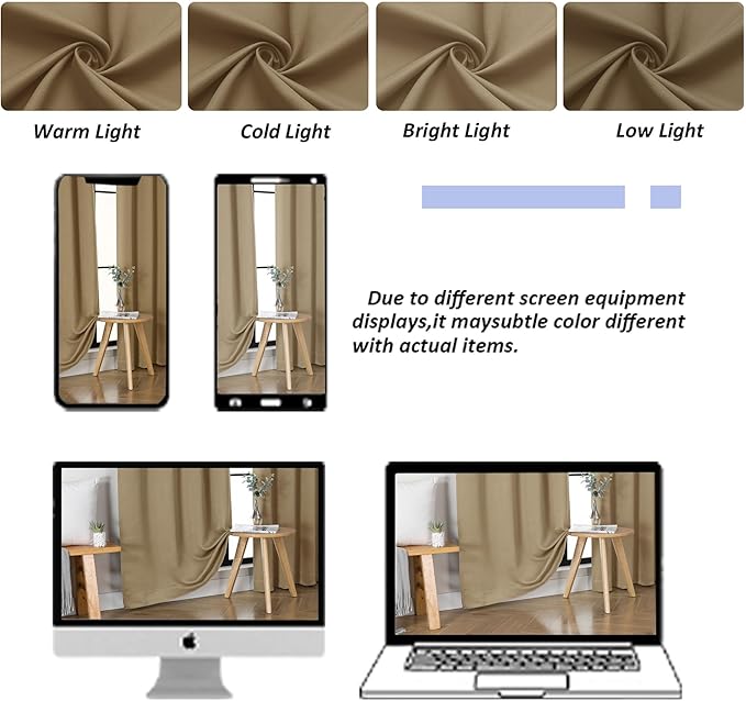 Simplebrand Ava Taupe Blackout Curtains for Bedroom 90 Inches Long 2 Panels Set, Solid Privacy Energy Saving Living Room Window Treatment Curtains Blackout Drapes, W40 x L90 Inch, Taupe