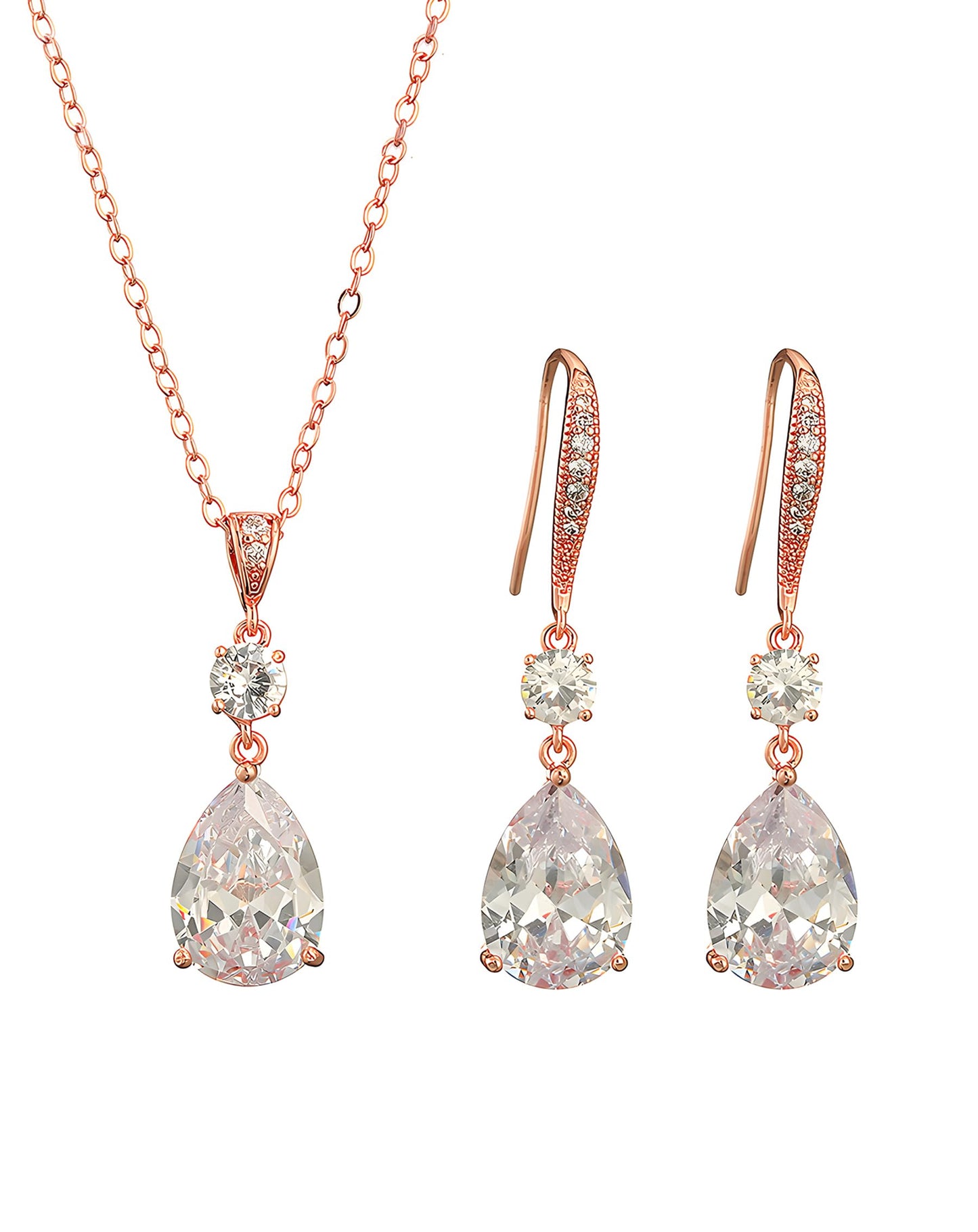 Deerllia Teardrop Necklace Cubic Zirconia Drop Wedding Bridal Pendant Necklace for Women, Gold Plated Copper Brass Micro Inlay CZ Plain Simple Fine Jewelry Gifts Mother's Day Valentines