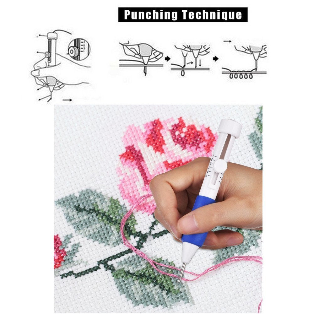 Islmlisa Magic Embroidery Pen Set - Punch Needles for Embroidery Threaders DIY Sewing