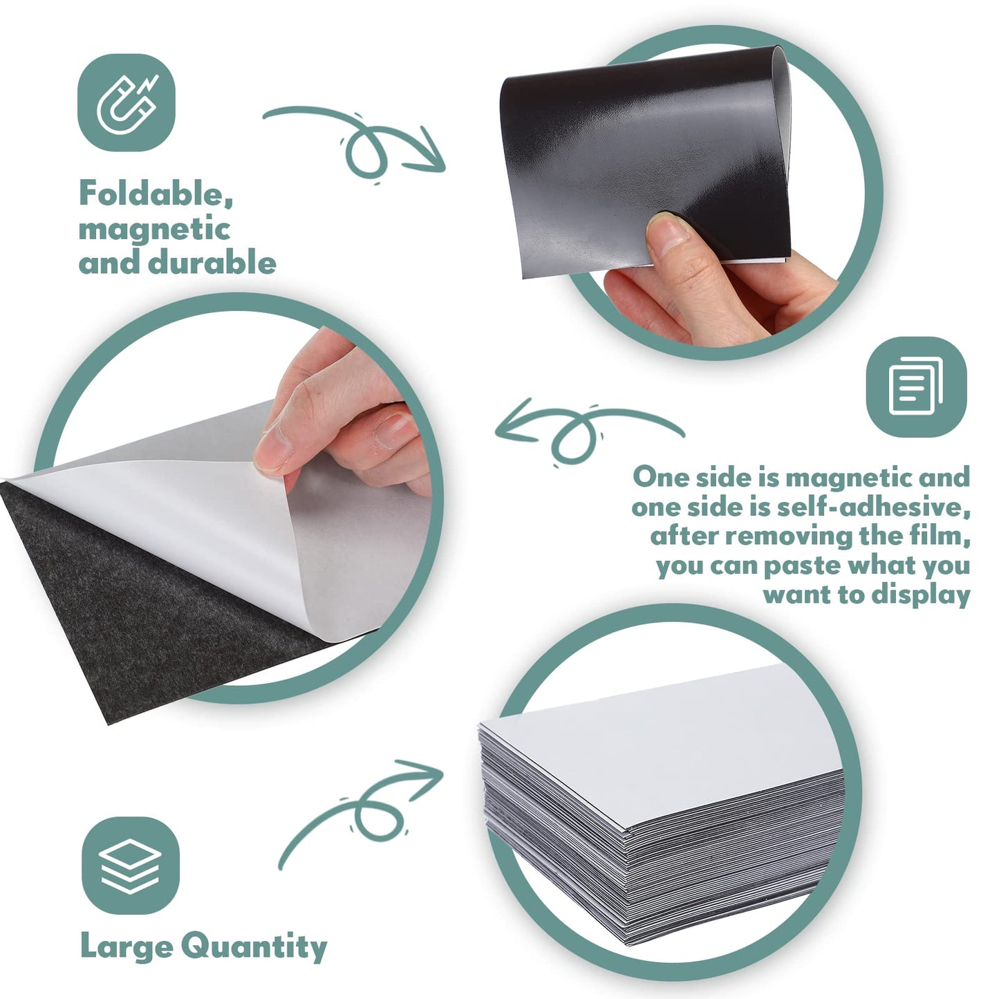 Macarrie 4 x 6 Adhesive Magnetic Sheets with Adhesive Backing Cuttable Magnetic Paper Stickers Flexible Peel and Stick for Picture Crafts Die Storage Photos(96 Pcs)