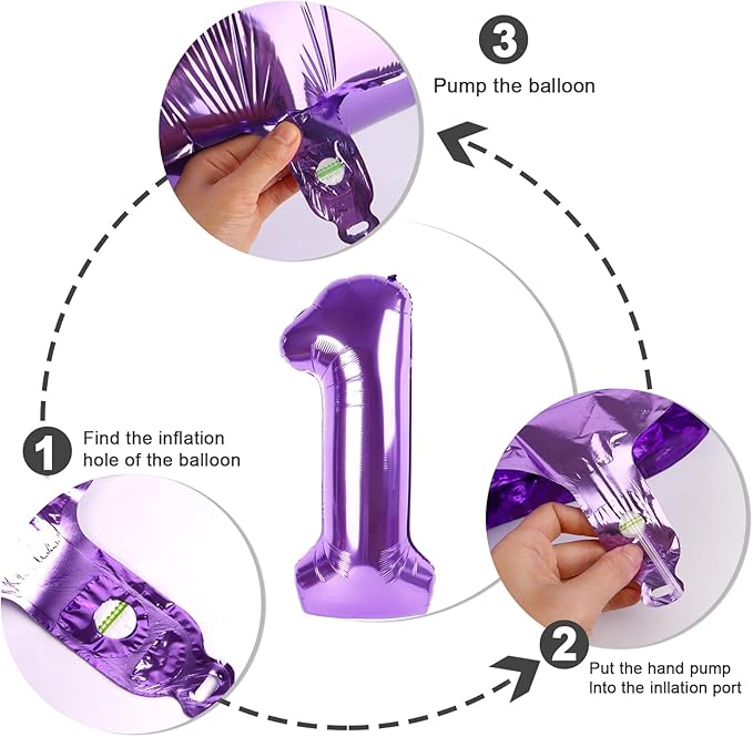 Number Balloons 1, 40 Inch Ballons for Girl Boy 1st 1 11 21 Birthday Decorations Baby Shower Photo Shoot, Purple One Balloons