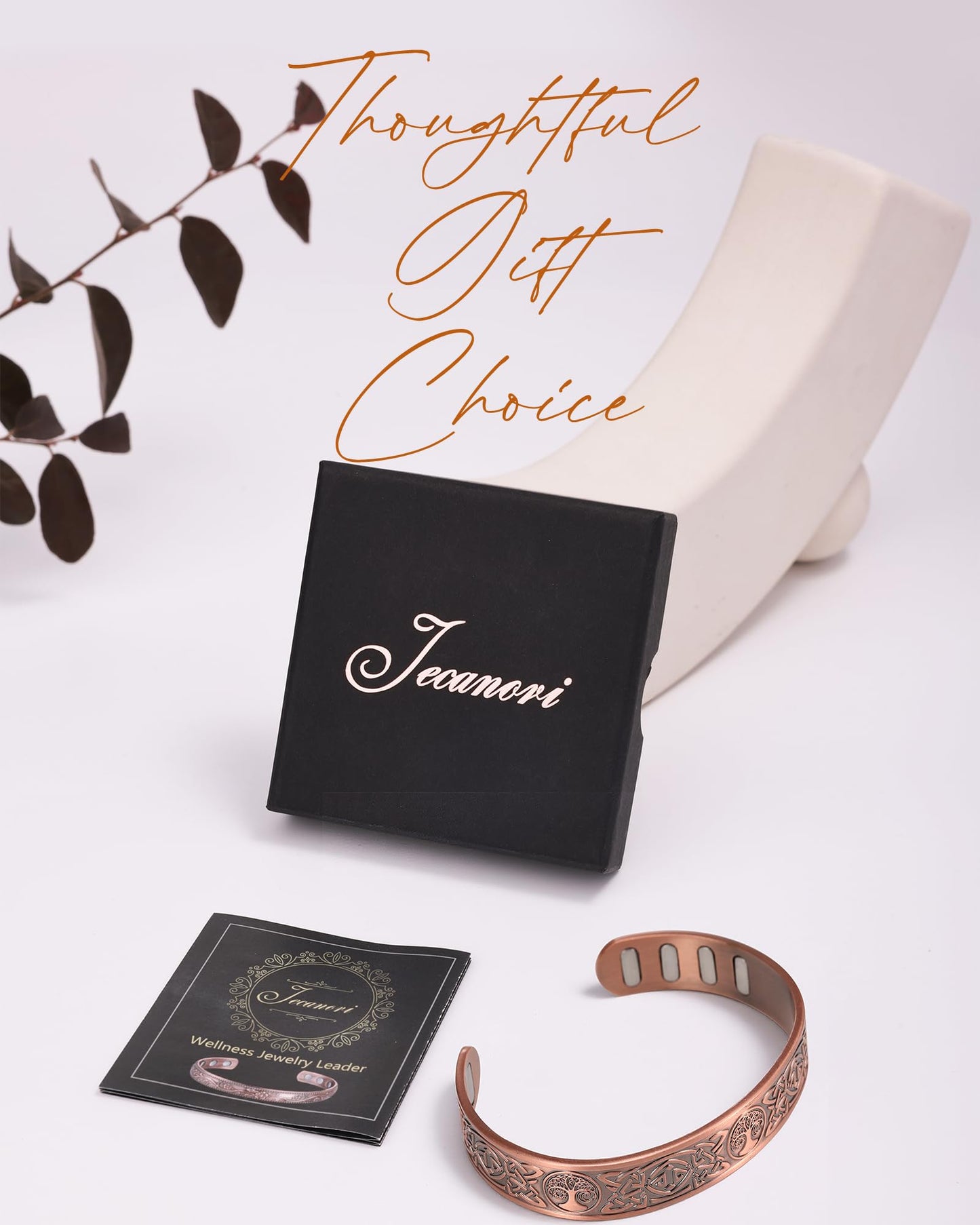 Jecanori Copper Magnetic Bracelets for Men and Women–Upgraded Oval Magnets-Adjustable Cuff Bangles