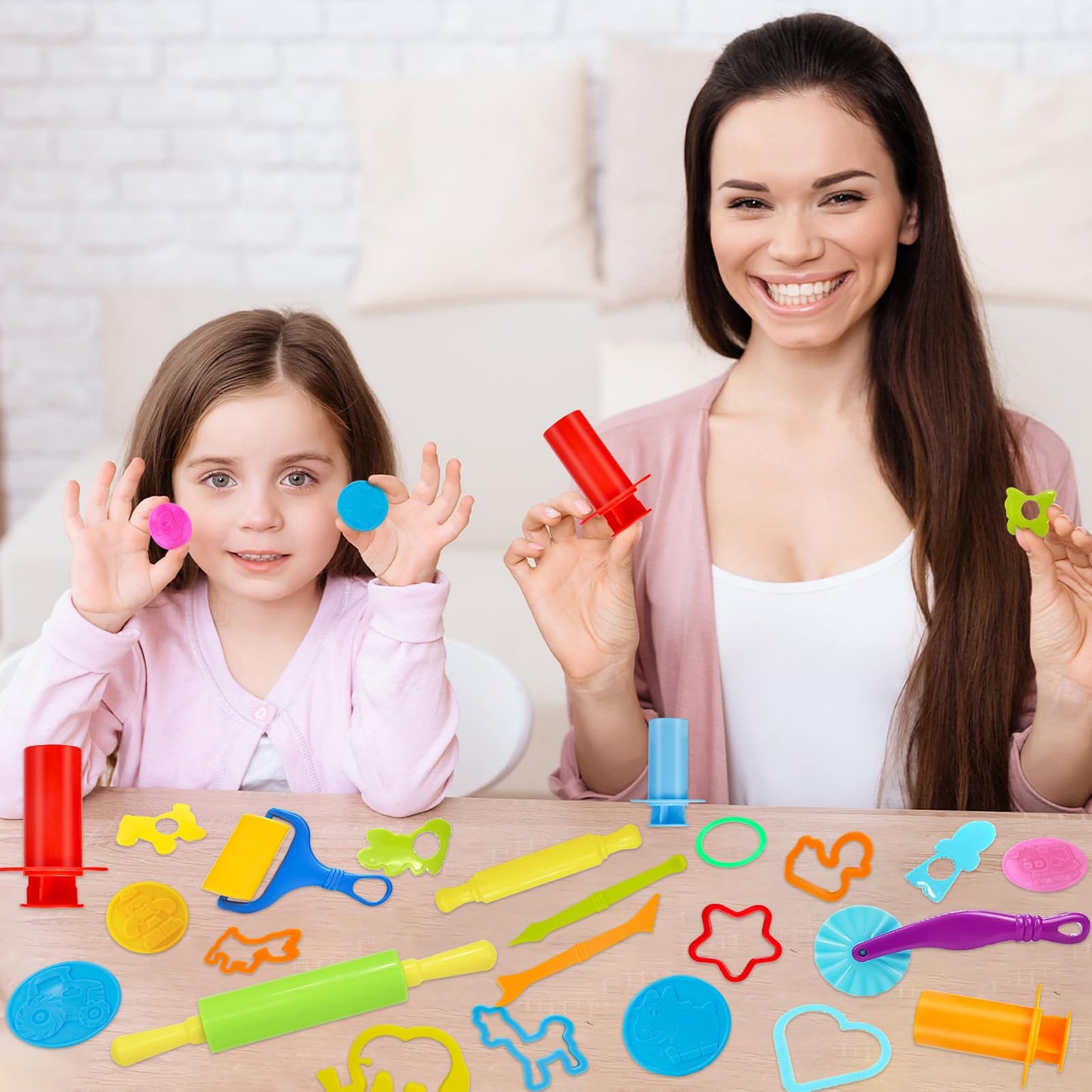 LCY WEDSHI Dough Tool Set, 49 Pcs Dough Tools Sets for Kids Ages 4-8, Dough Accessories Includes Animal Molds, Cutters Roller, Rolling Pins, Safety Scissors, Plastic Knife