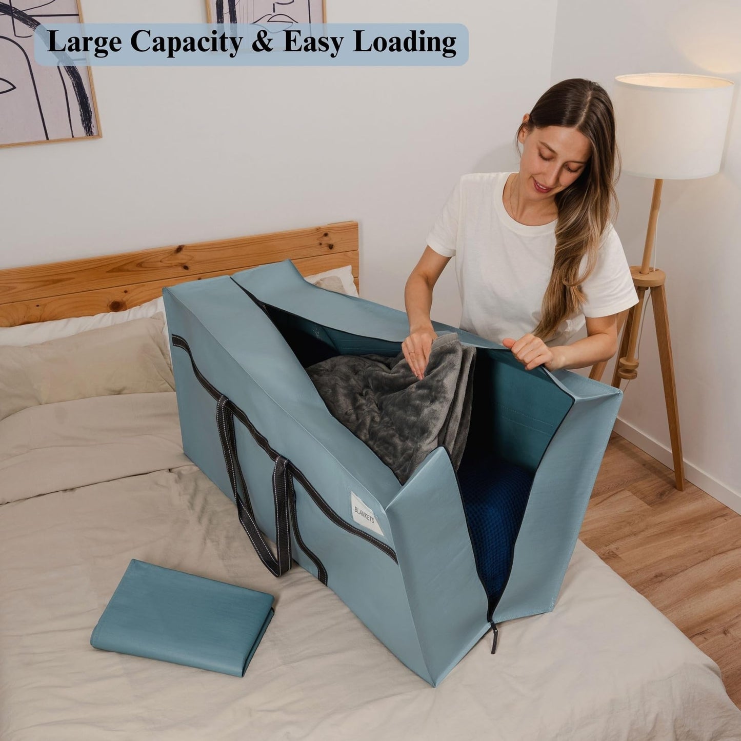 VENO 2 Pack Extra Large Moving Bags, Heavy Duty Storage, Moving Boxes, Large Storage Bins with Lids Alternative for College, Christmas Tree, Packing Supplies Essentials (Light Blue Matte, 2 Pack)