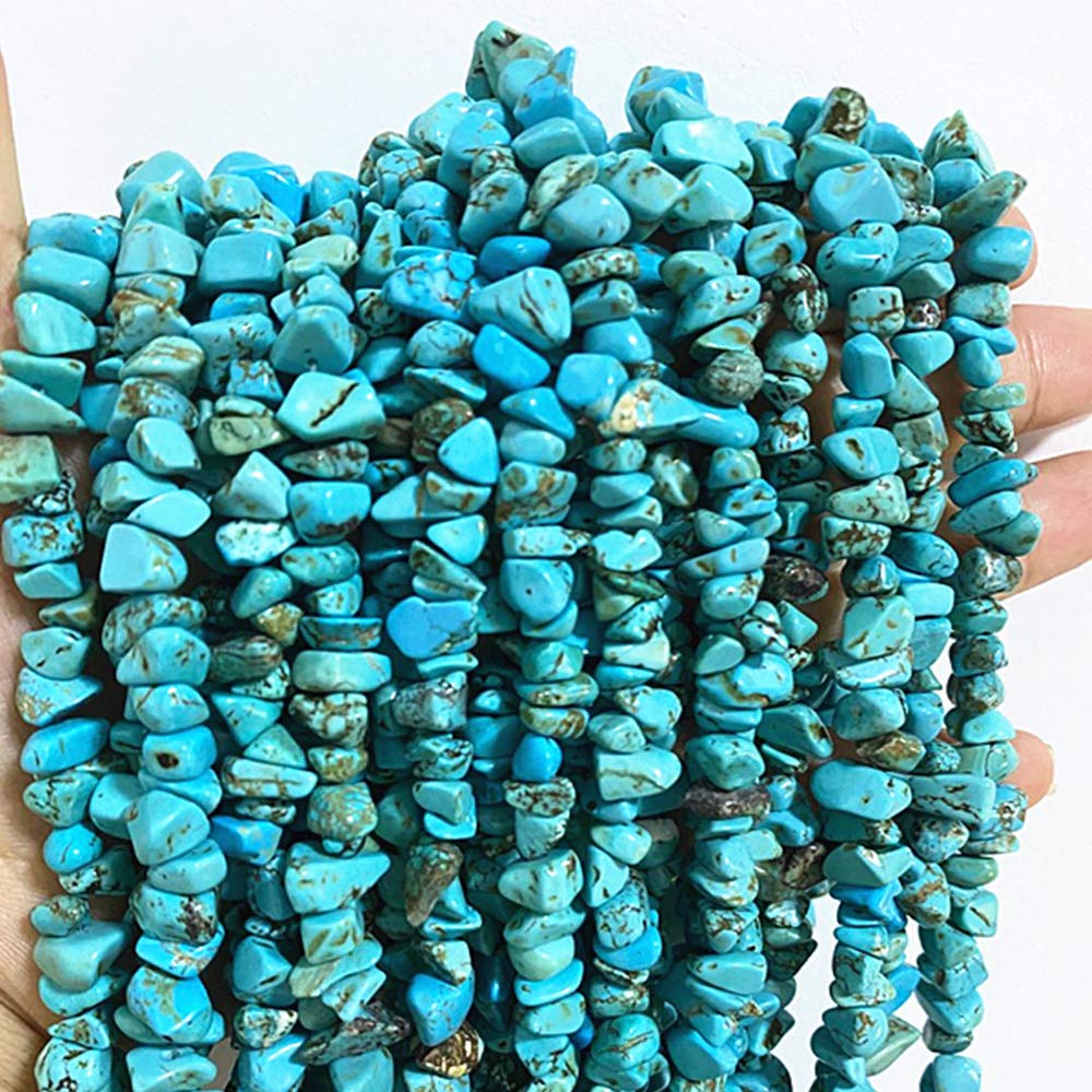 PLTbeads Gemstone Chips Natural Green Turquoise 3-5mm Healing Crystals Waist Bracelets Necklace Kit Irregular Stone DIY Crafts Design Jewelry Making Approxi 32 inch