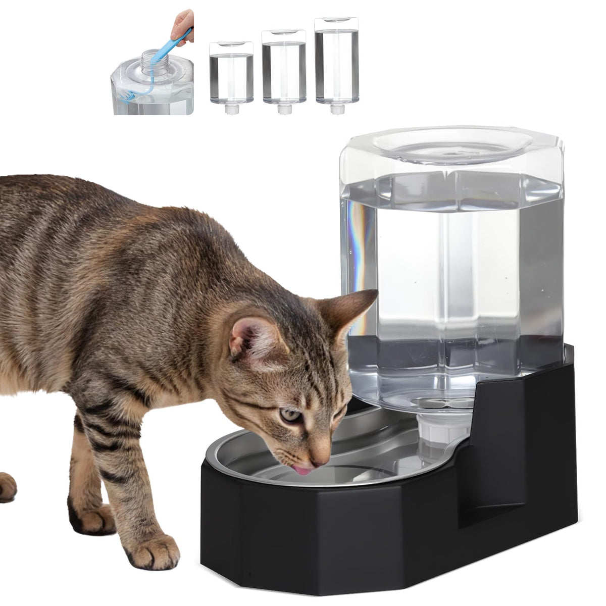 Sfozstra 8L Gravity Dog Water Dispenser:Stainless Steel Bowl