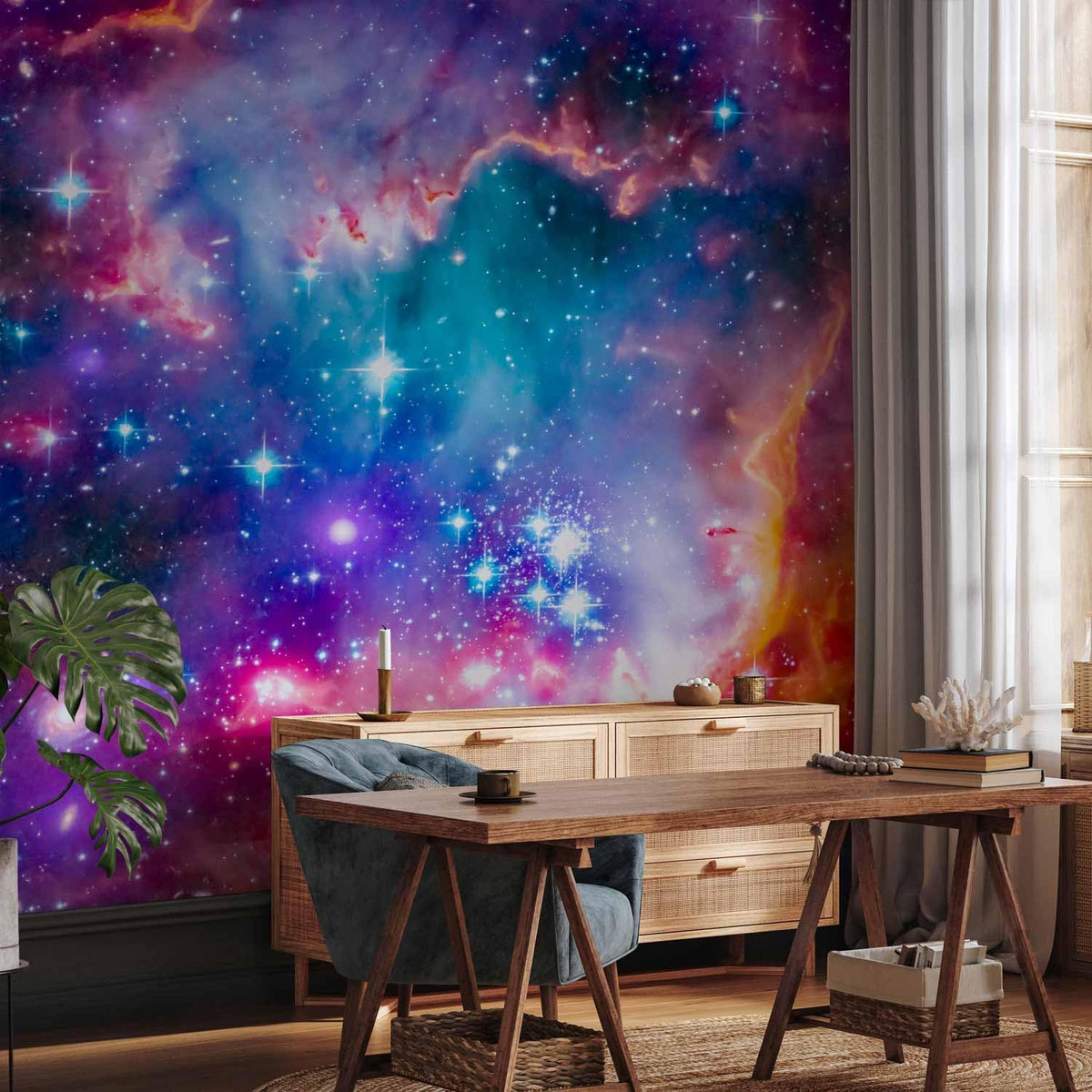 artgeist Wall Mural Abstract 96x69 in - Peel and Stick Self-Adhesive Wallpaper Removable Large Sticker Foil Wall Decor Print Picture Image Design Abstract Cosmos Sky Star i-G-10010-a-a