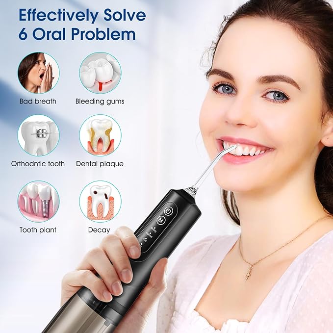 Water Dental Flosser Teeth Pick,Portable Cordless Oral Irrigator,260MLRechargeable Travel Irrigation Cleaner, IPX7 Waterproof,Electric Flossing for Teeth Cleaning