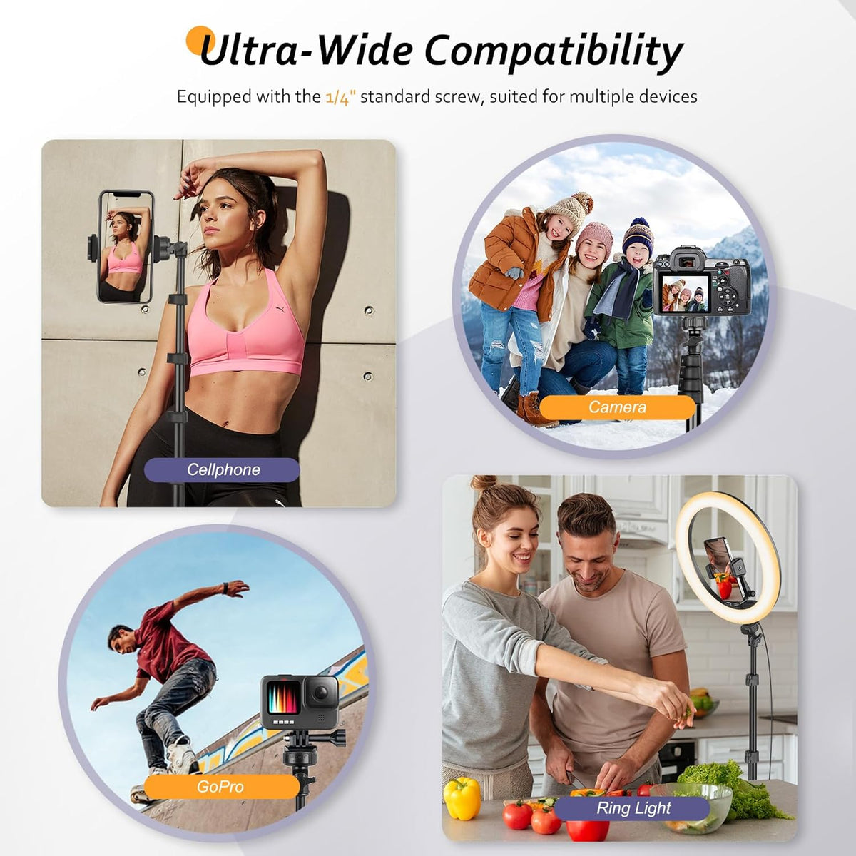 Aureday 62" Phone Tripod Accessory Kits, Camera & Cell Phone Tripod Stand with Wireless Remote and Universal Tripod Head Mount, Perfect for Selfies/Video Recording/Vlogging/Live Streaming