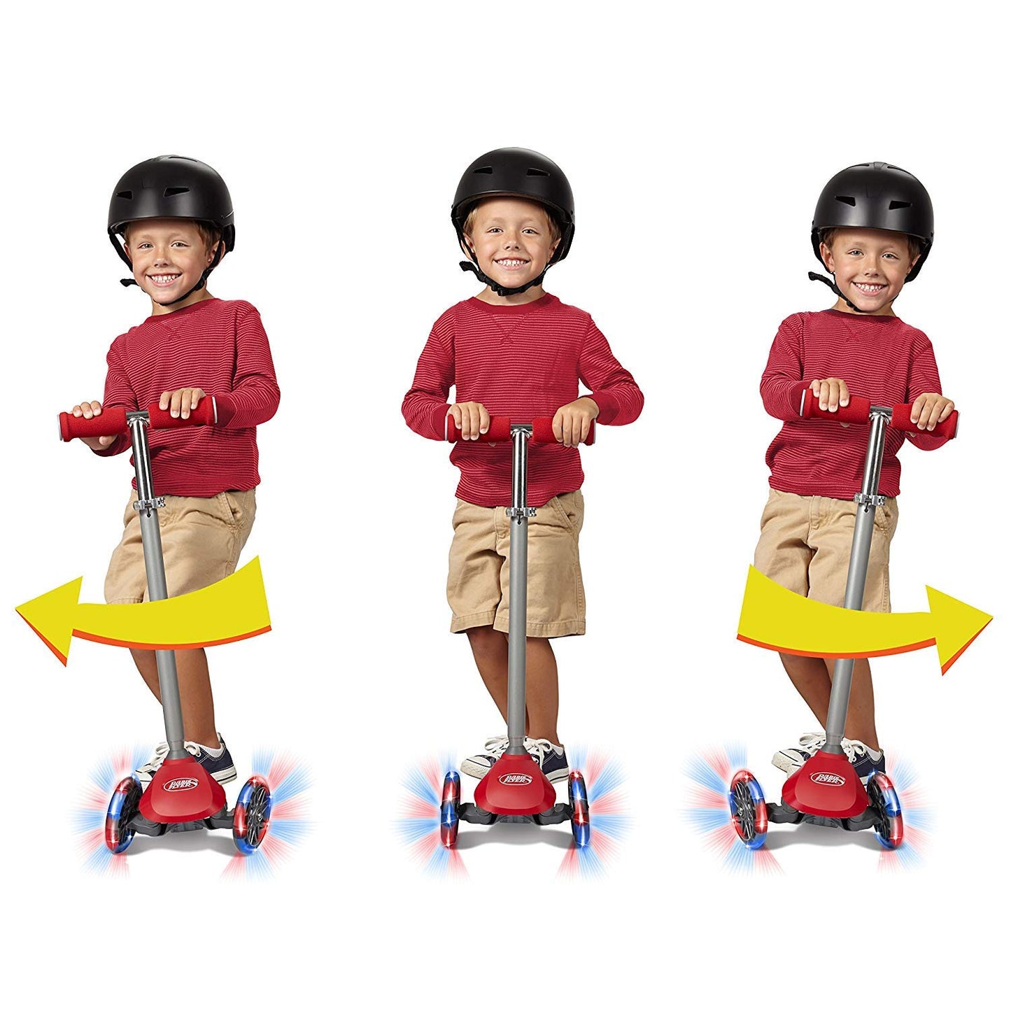 Radio Flyer Lean 'N Glide Scooter with Light Up Wheels, Kids Scooter, Red Kick Scooter, for Ages 3+