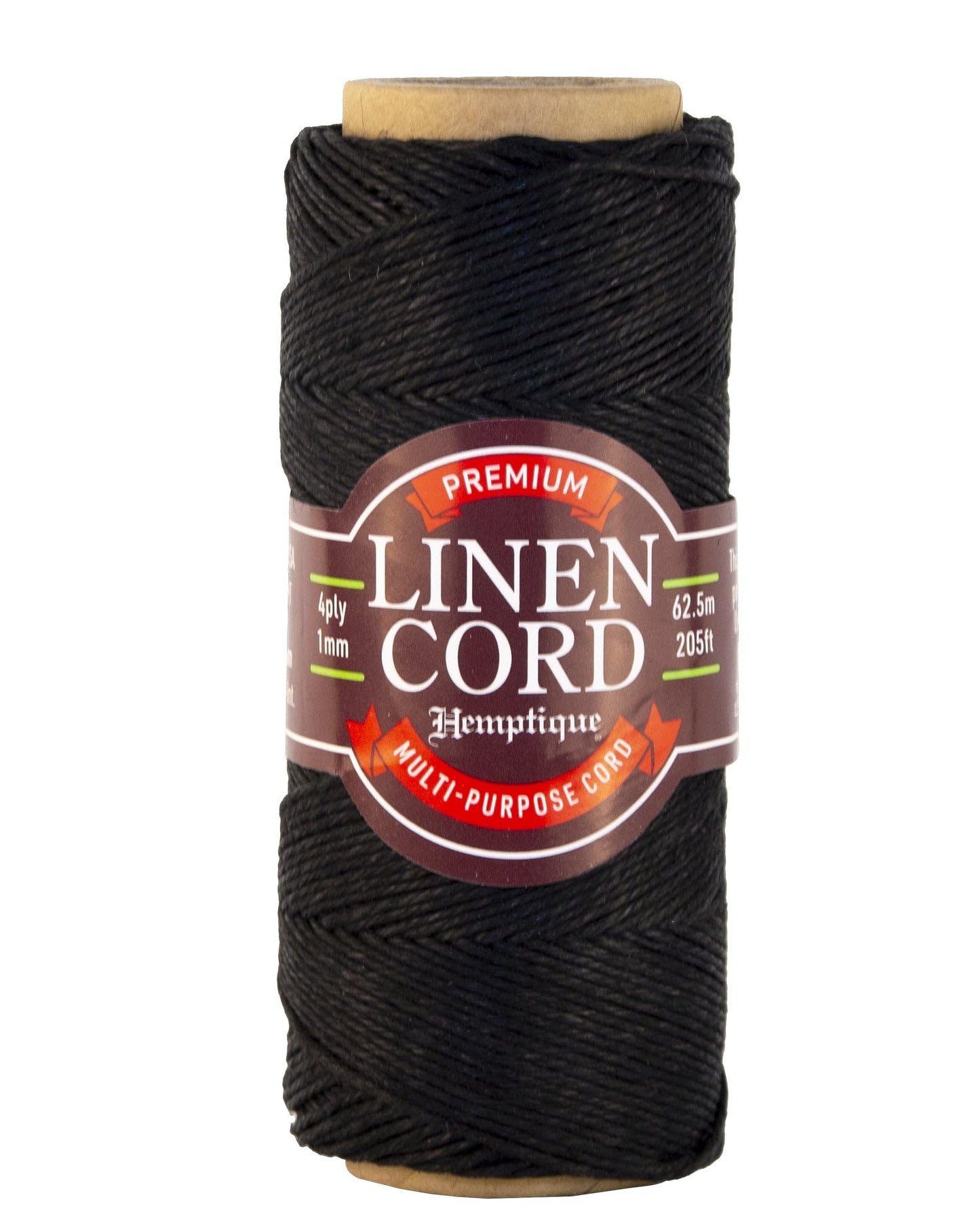 Hemptique Premium Linen Cord - Black Craft Cord Made from 100% Egyptian Flax with A Smooth Waxed Finish- Cord is Ideal for Stitching, Bookbinding & More- Strong Wax for A Professional Touch