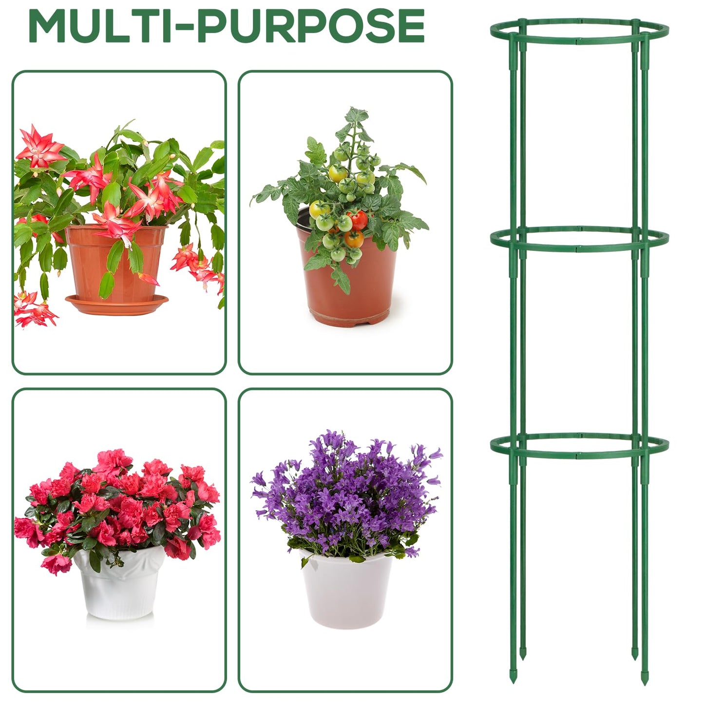 24 Pcs Plant Support Stakes, Half Round Plant Support for Indoor Plants, Stackable Garden Flower Support, Plant Stakes for Tomato, Monstera, Peony, Hydrangea Climbing Plants (6.2 "Wide X 11.6" High)