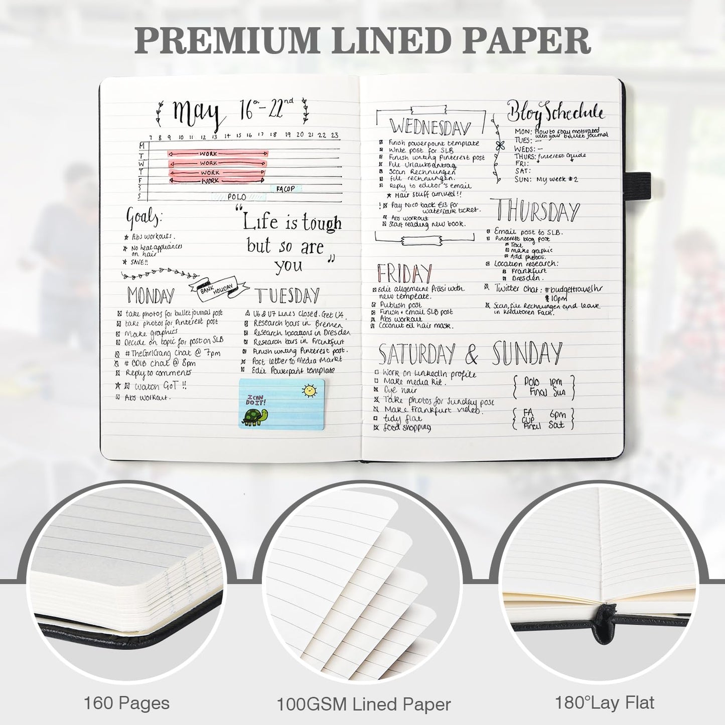 6 Pack Journal Notebooks for Work with 6 Pens, A5 Hardcover Notebook,Business Notebooks Bulk, College Ruled Notebook for Men, Leather Journal for Writing, 160 Pages, 100GSM Thick Paper (5.7" x 8.3")