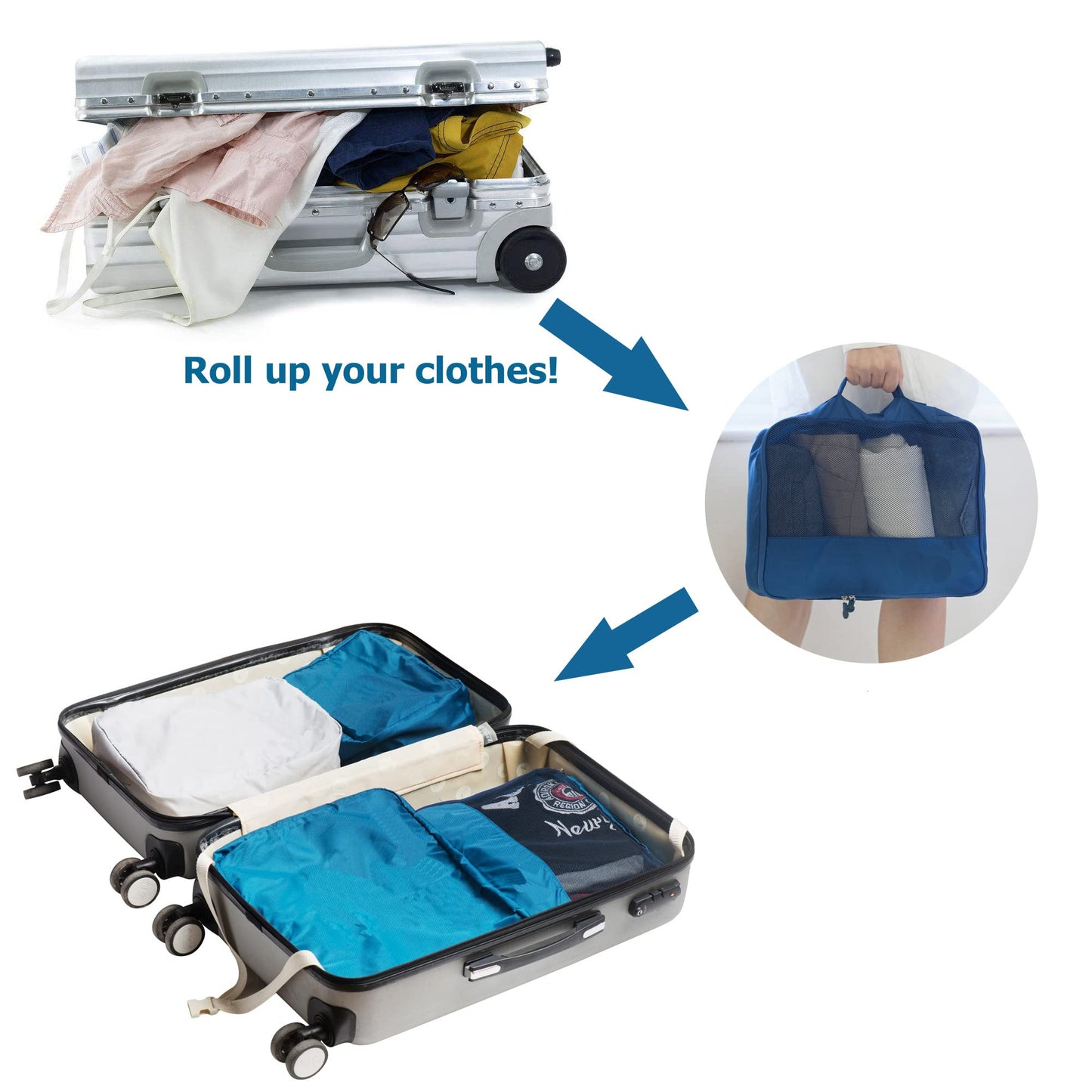 DoubleTrip Packing Cubes for Suitcases Carry on Luggage Organizer 6 Set Travel Accessories Lightweight Storage Bag Space Saver Clothes Pouch Large
