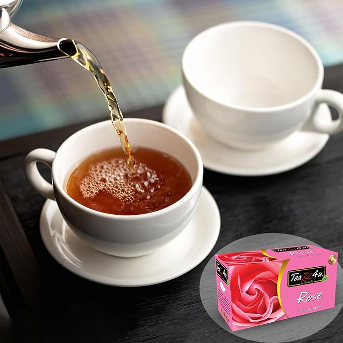 Tea4U Flavored Black Ceylon TeaBags (Rose) - Ideal Quality from Sri Lanka's Finest Leaves and Expertly Blended - 25 Count