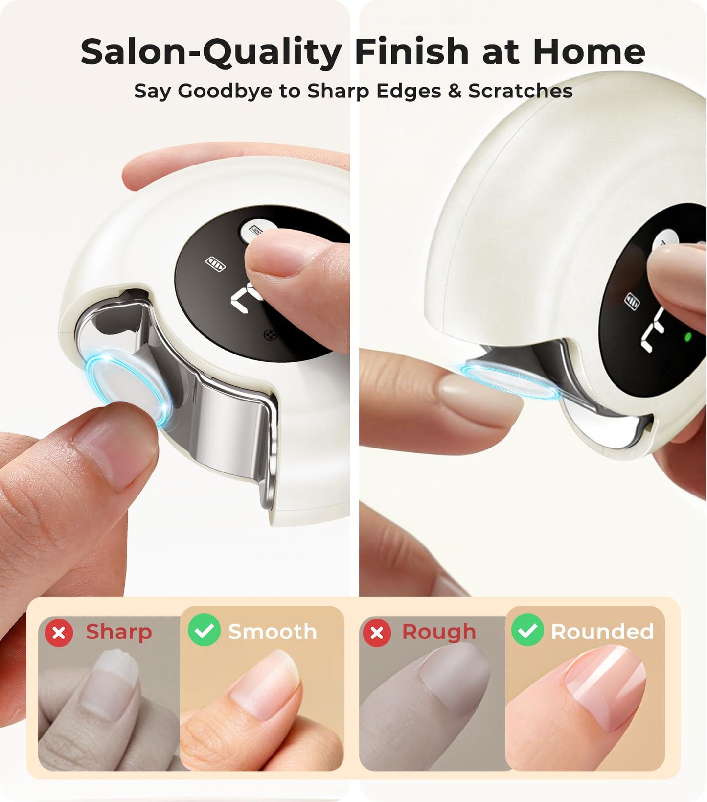 Electric Nail Clipper & No-Bending Long Handle Toenail Cutter Set for Adults and Seniors, Safe Automatic Filer Grinder with Debris Bin, Thick Nail Trimming Kit with Storage Bag for Easy Home Grooming