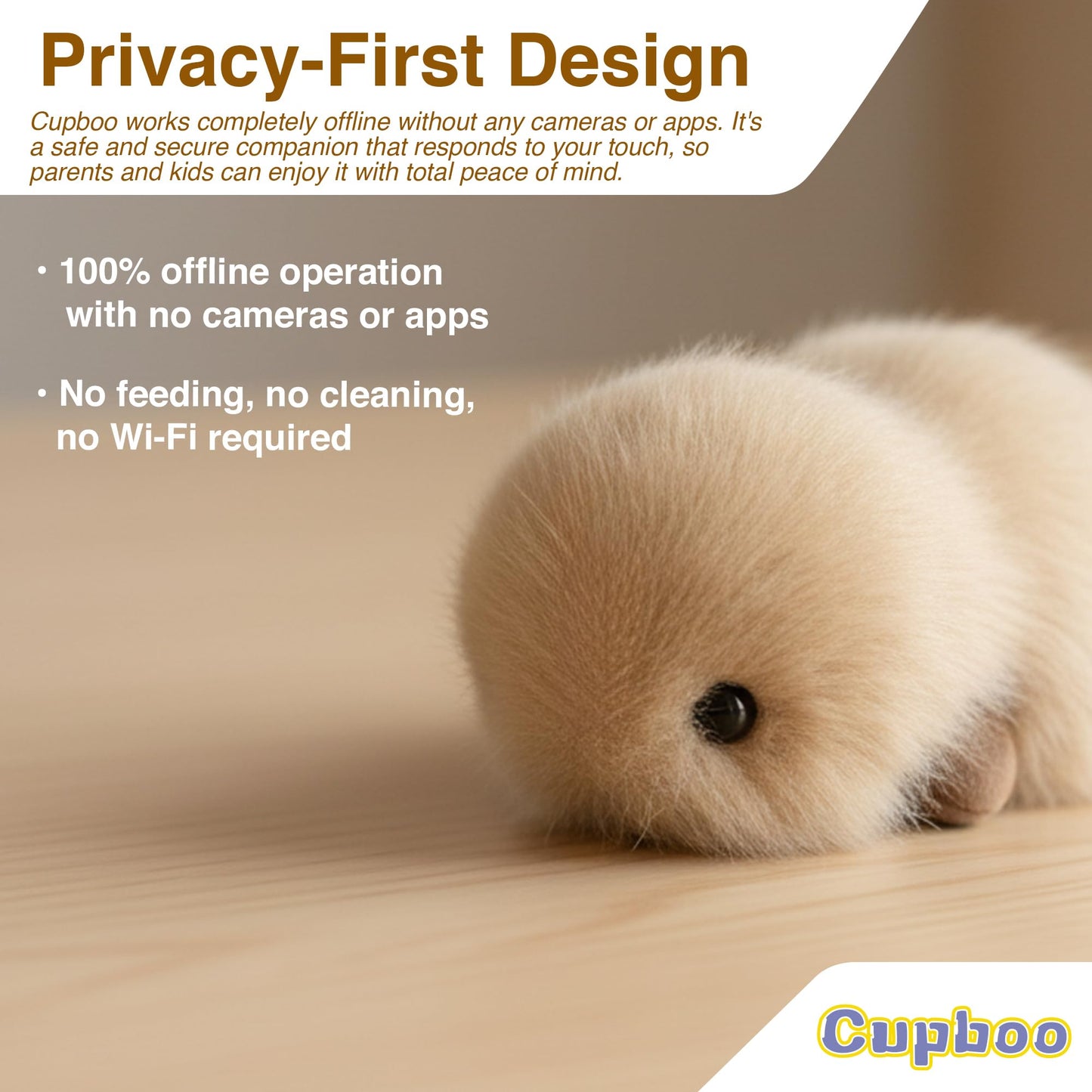 cupboo Interactive AI Plush Companion Pet– Privacy Safe Smart Adaptive Learning Emotional Support Robot Pets, Anxiety Relief Comfort| Ideal Toy Gift for Kids,Adults,Seniors(Beige)