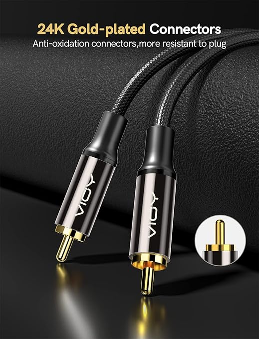 VIOY Coaxial Digital Audio Cable (20 FT), Subwoofer Cable RCA Male to Male HiFi 5.1 SPDIF Stereo Coaxial Audio Cable for Home Theater, HDTV, Amplifier Speaker Soundbar