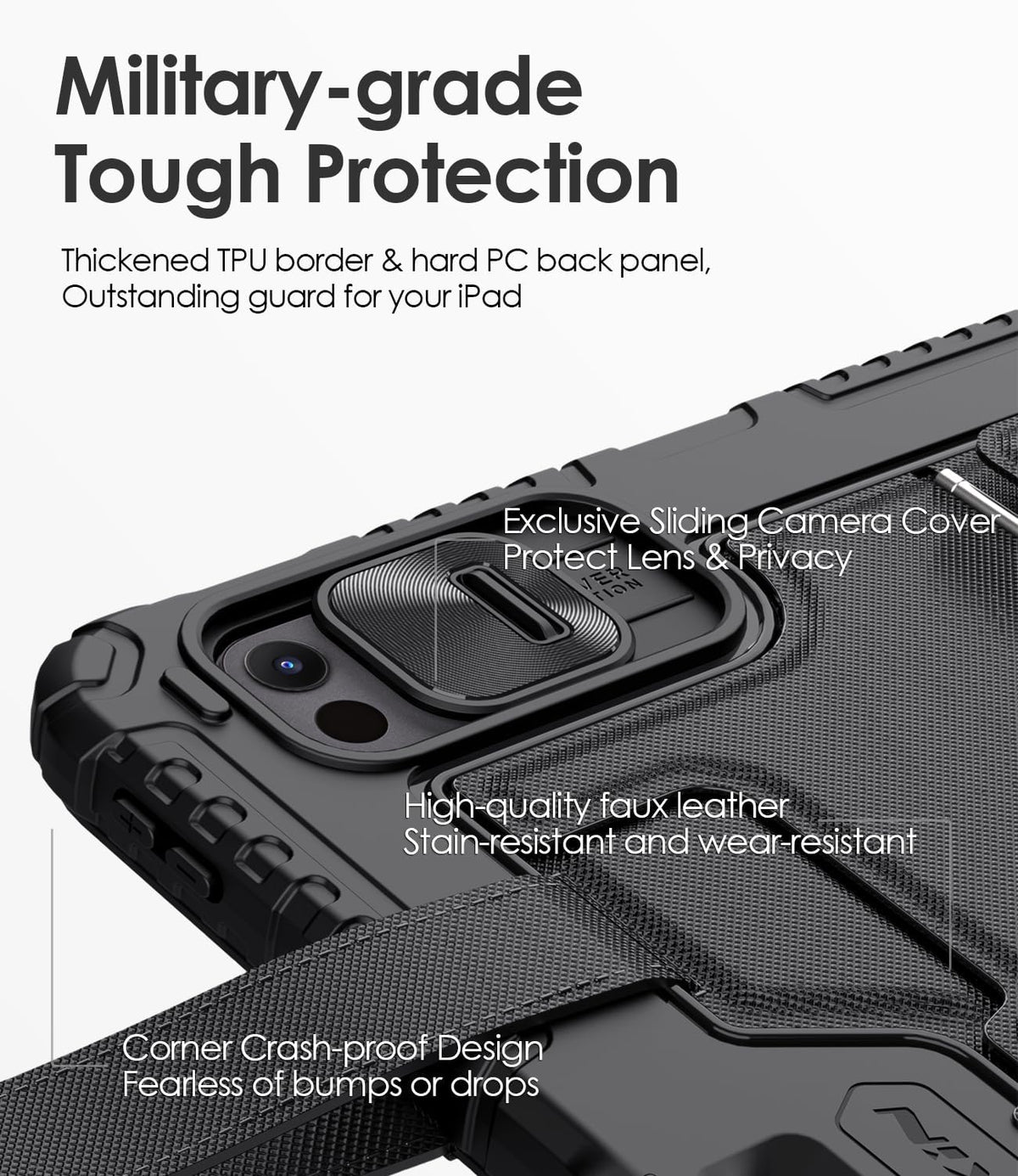 Nillkin Carry Go Keyboard Case for iPad Pro 11 inch (M4) 2024 with Handle, Rugged Case with Detachable Keyboard for iPad Pro 11, Magic Trackpad, 7 Colors Backlit, Camera Cover, Black